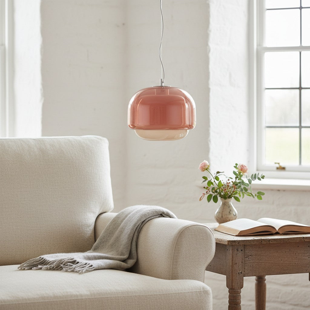 Orbit Modern Mushroom Pendant Light Colored Glass