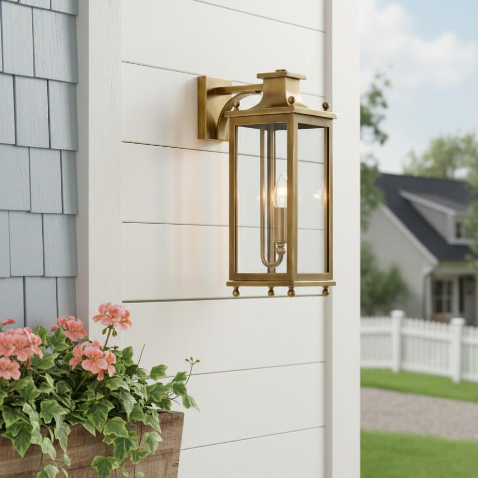 Guard  Wall Lamp  Brass Glass Outdoor