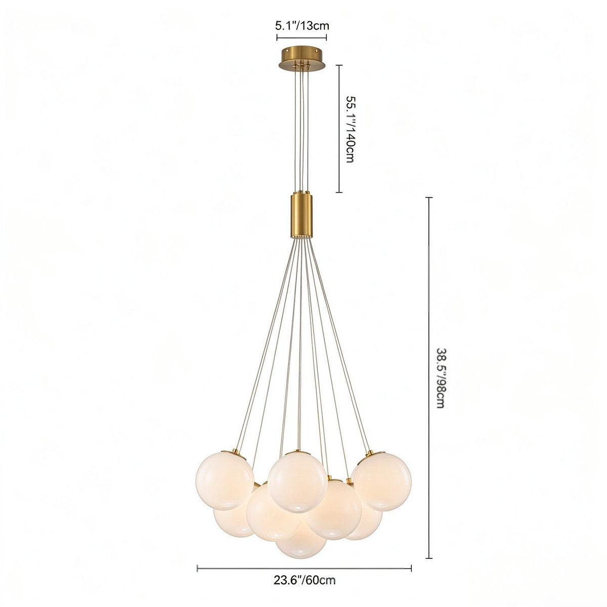Fljotuvyx Glam Shine Globe Cluster Bubble Opal Glass Chandelier