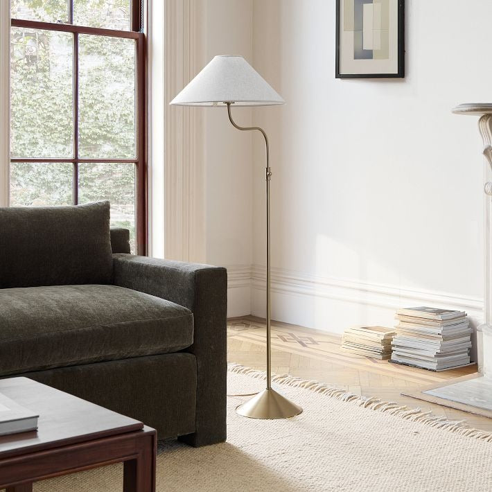 Lithe Linen Shade Floor Lamp Contemporary Living Rooms