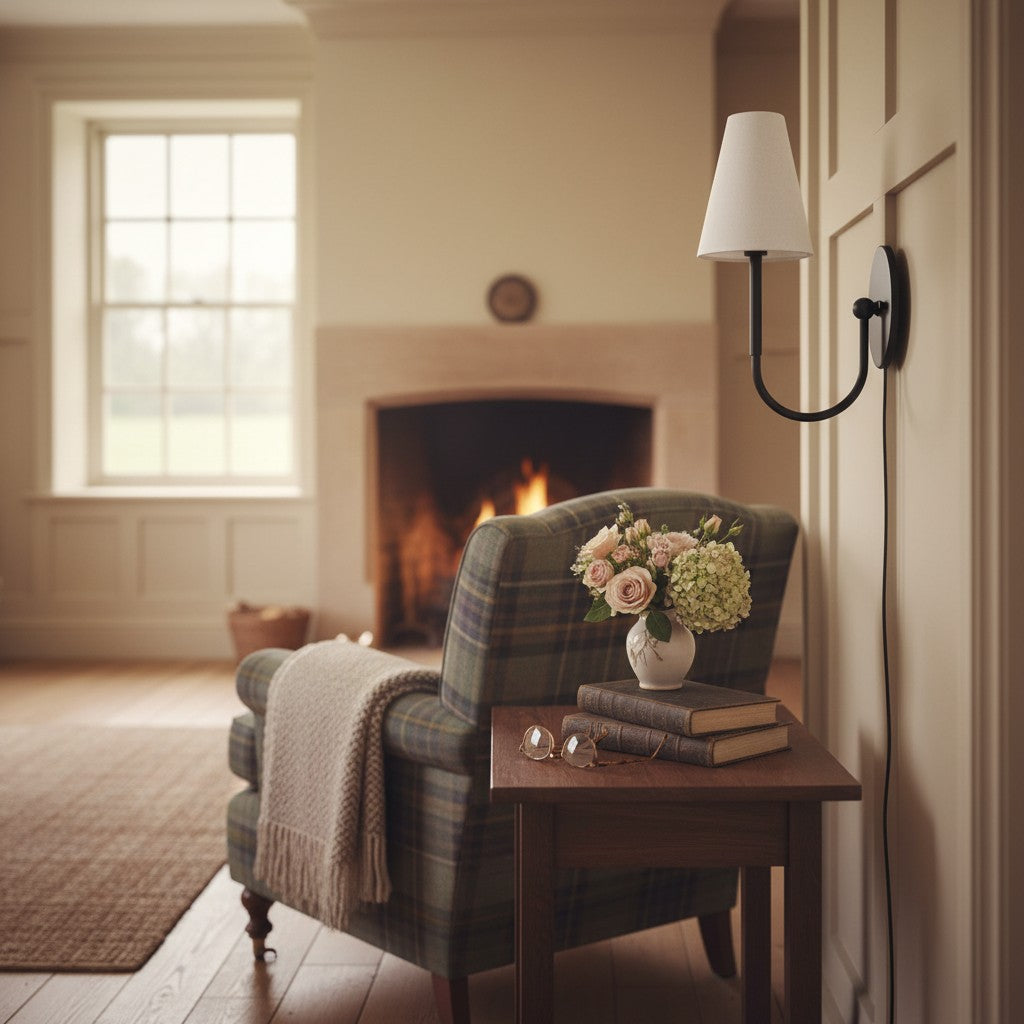 Disc Traditional Linen Wall Sconce Bedrooms
