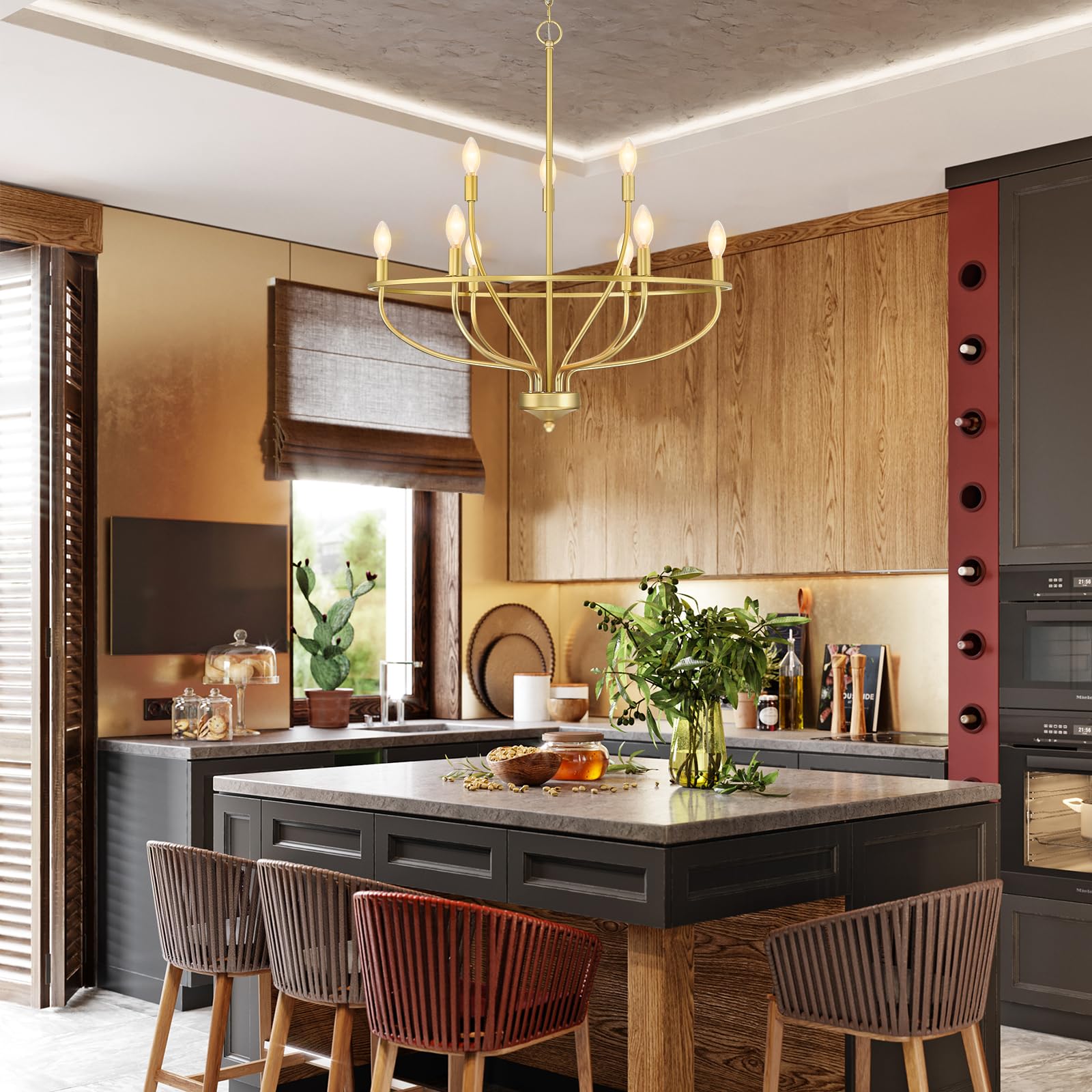 Silva Industrial Metal Candle Chandelier Champagne Living Room Bedroom - Letslighting