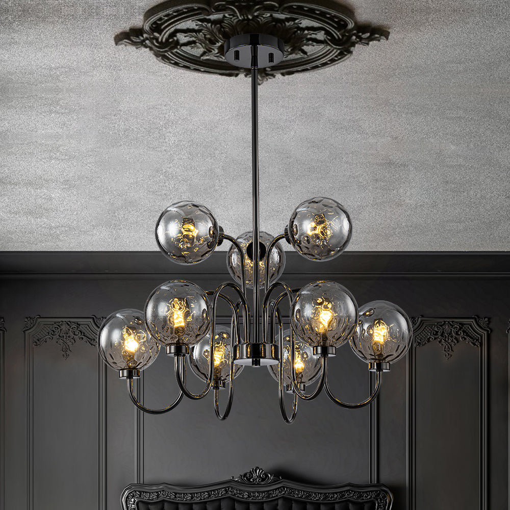 Vatnuvyr Hammered Smoked Bubble Sputnik Glass Chandelier