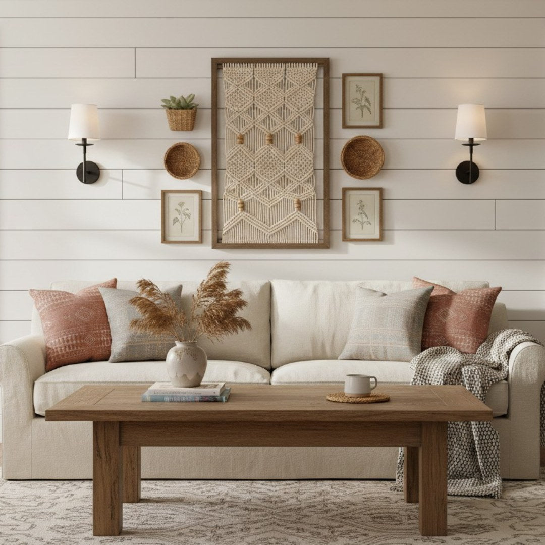 Lodge Brass Fabric Wall Light