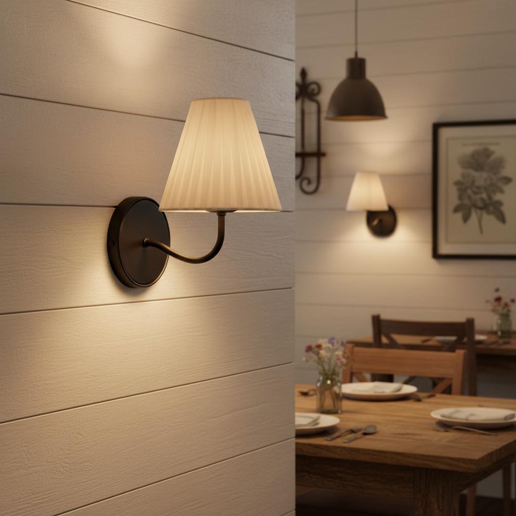 Lithe Wall Light with Linen Fabric Shade Hallway