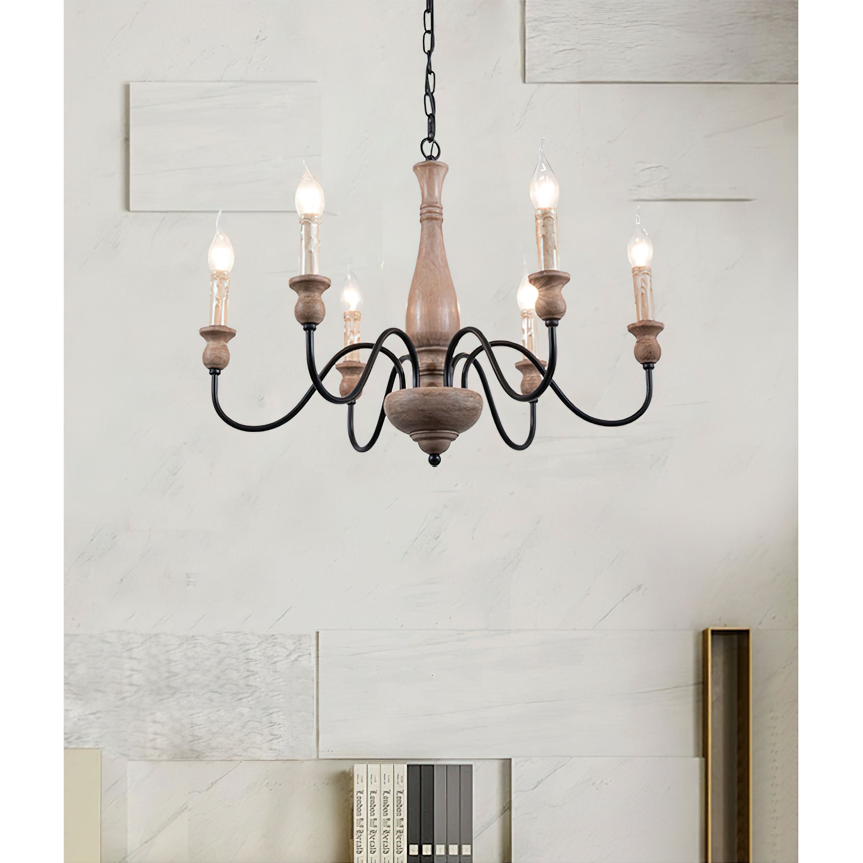 Afralia Modern Industrial Wooden Chandelier