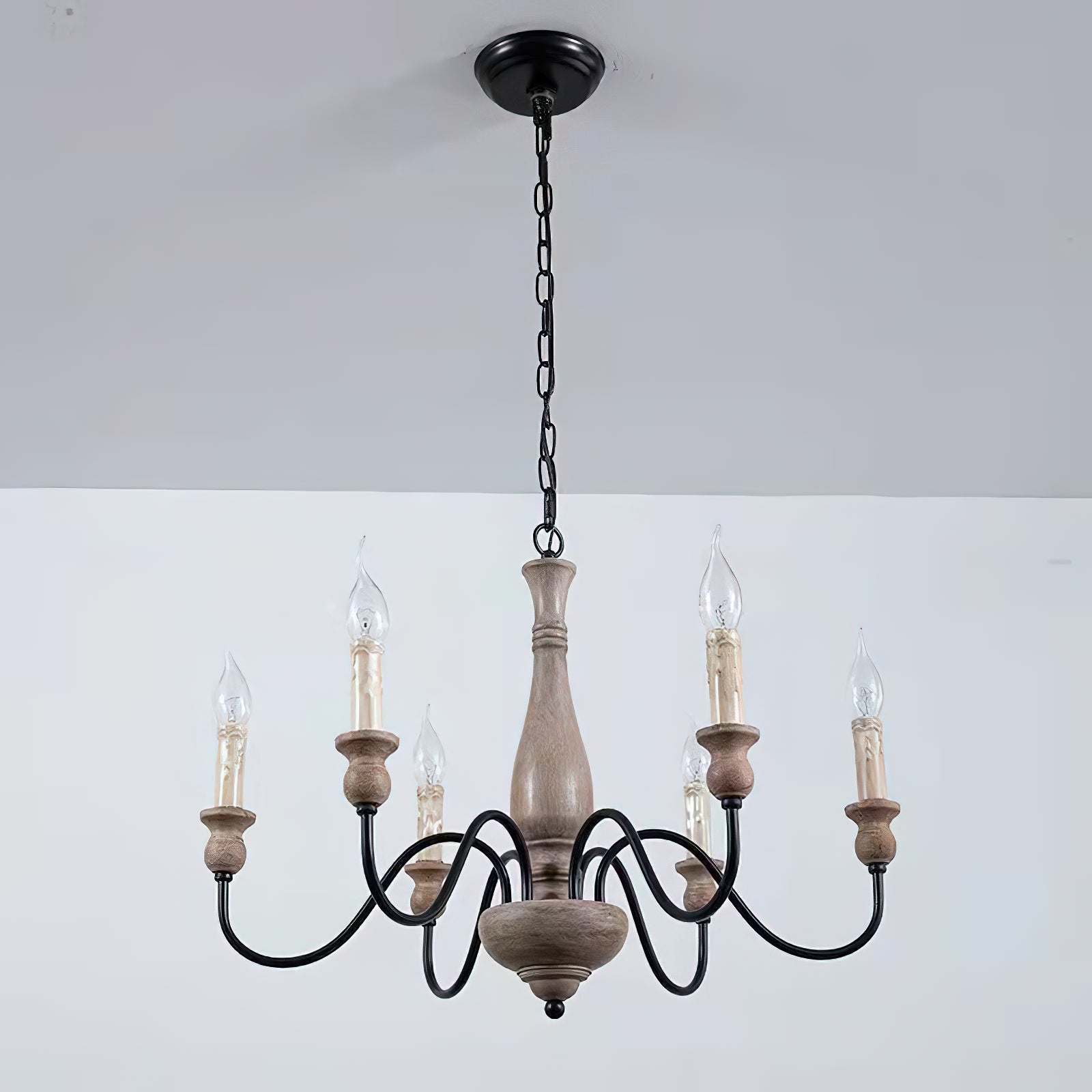 Afralia Modern Industrial Wooden Chandelier