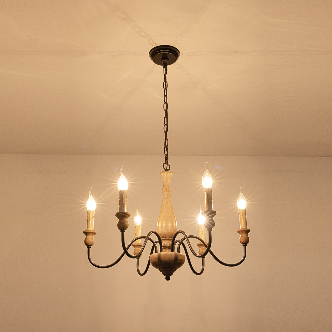 Afralia Modern Industrial Wooden Chandelier