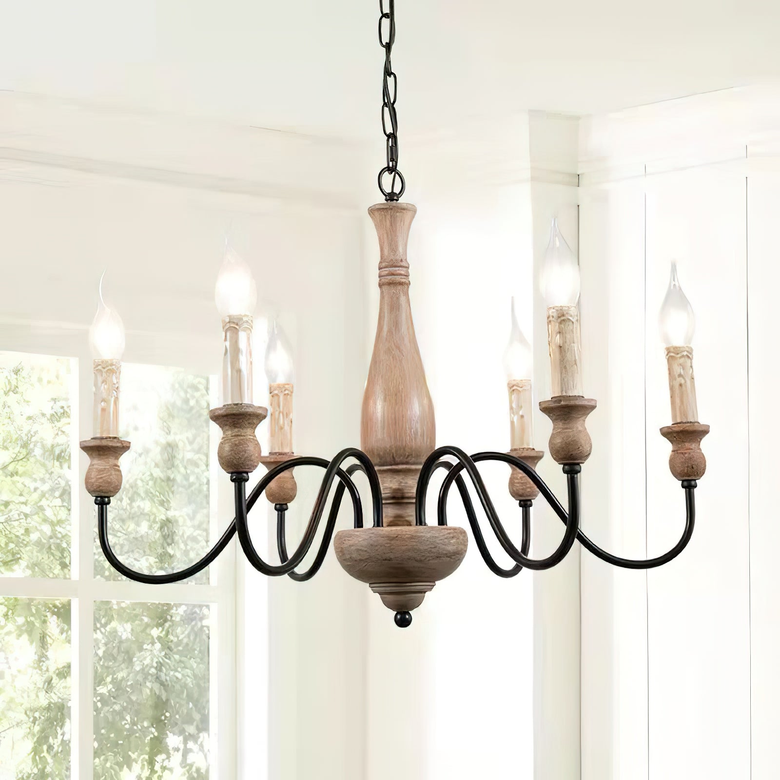 Afralia Modern Industrial Wooden Chandelier