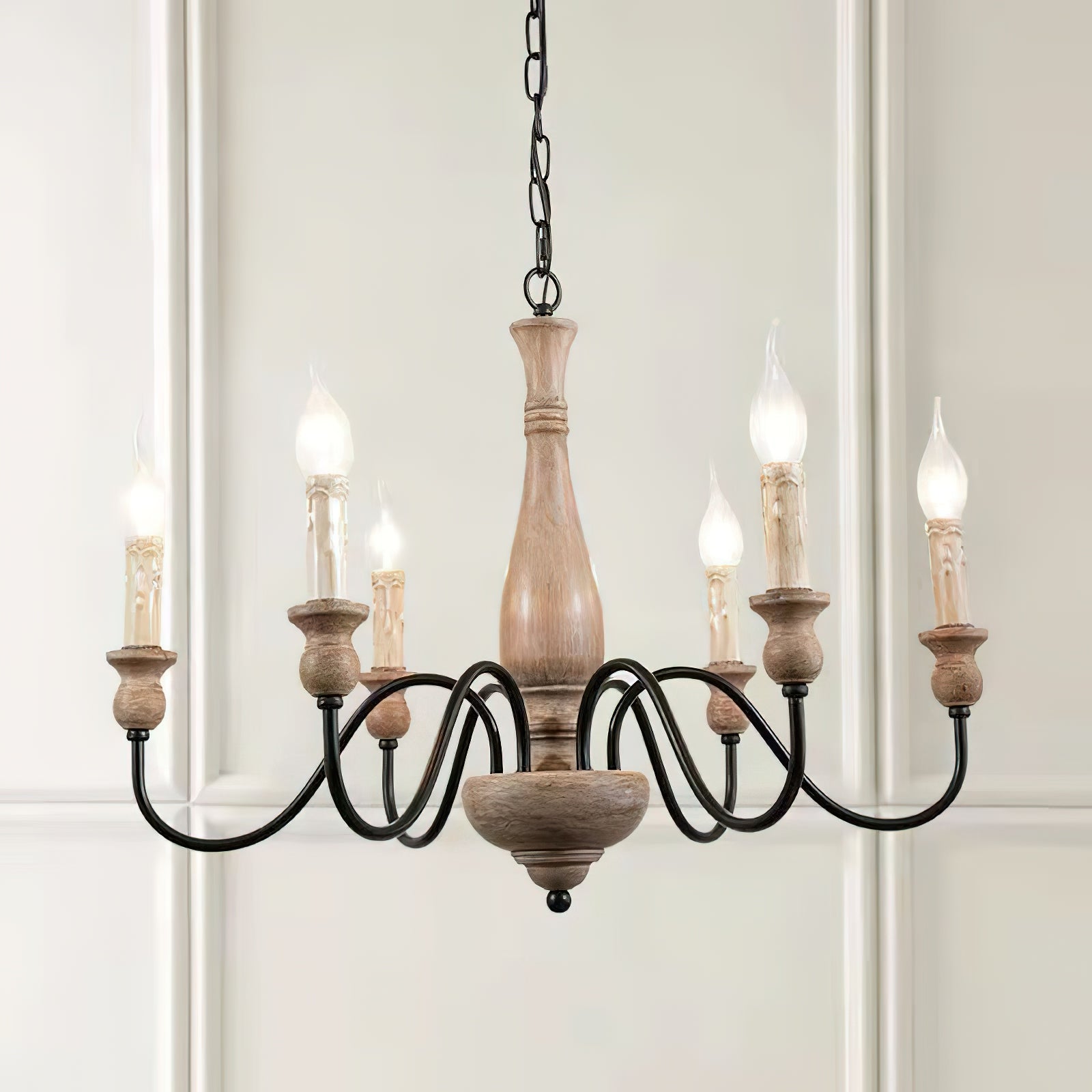 Afralia Modern Industrial Wooden Chandelier