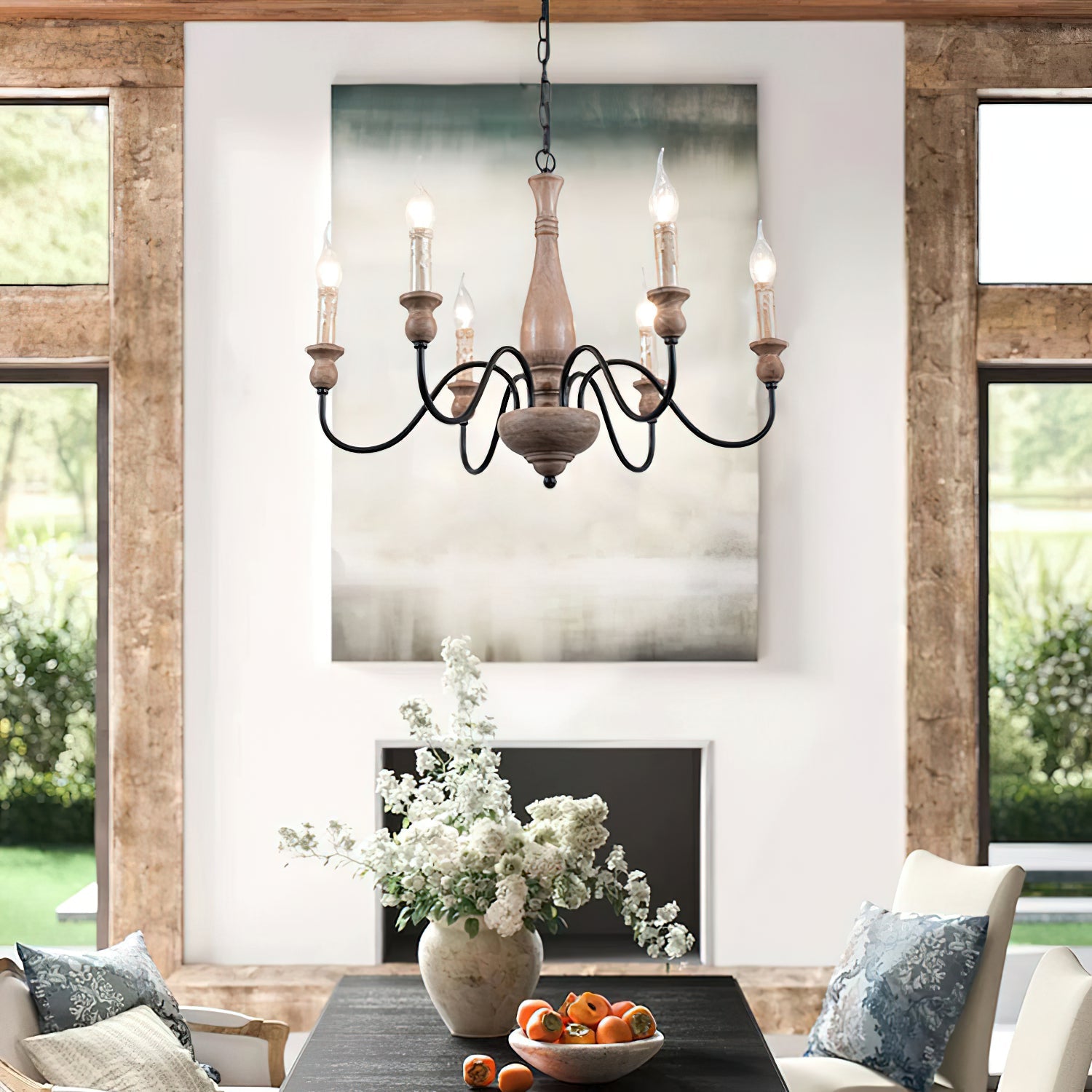 Afralia Modern Industrial Wooden Chandelier