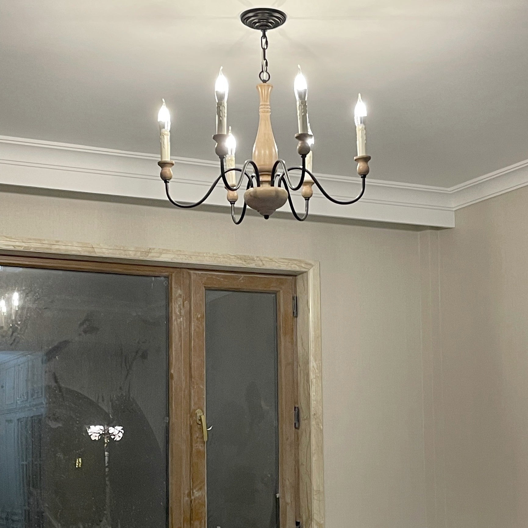 Afralia Modern Industrial Wooden Chandelier