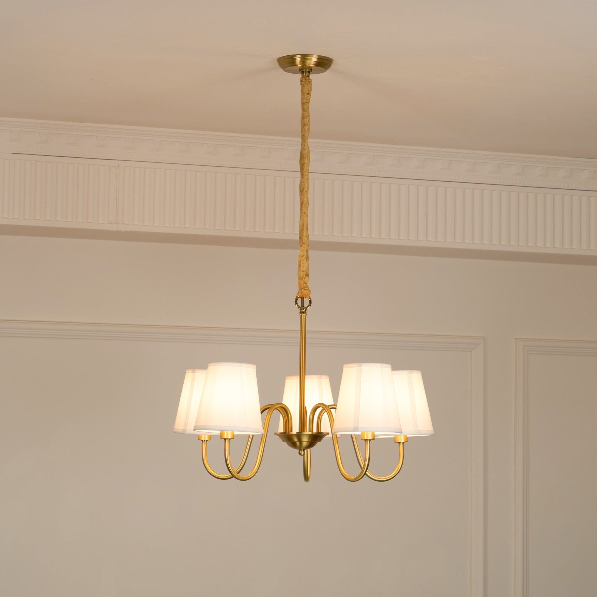 Aged Traditional Stacey Fabric Chandelier