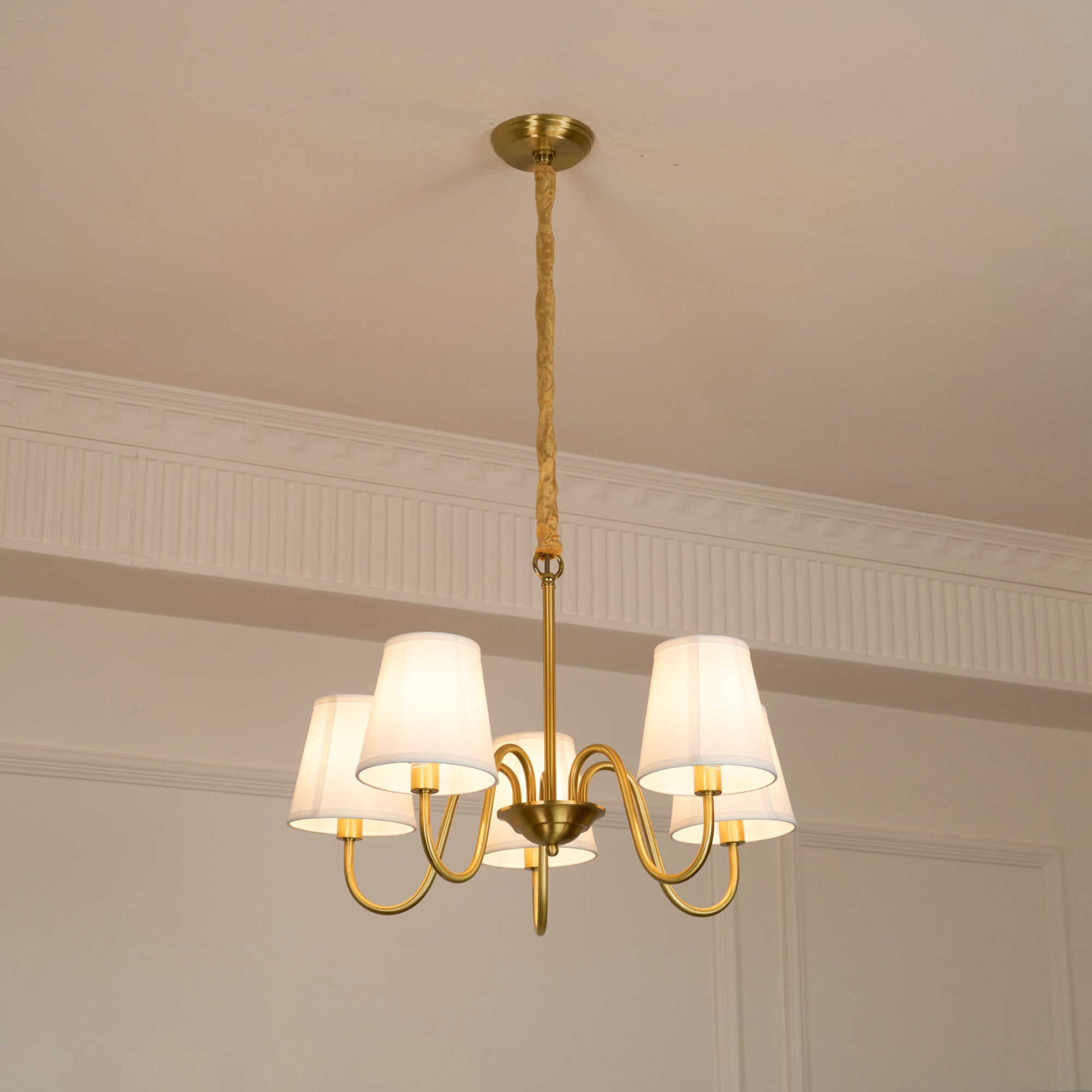 Aged Traditional Stacey Fabric Chandelier