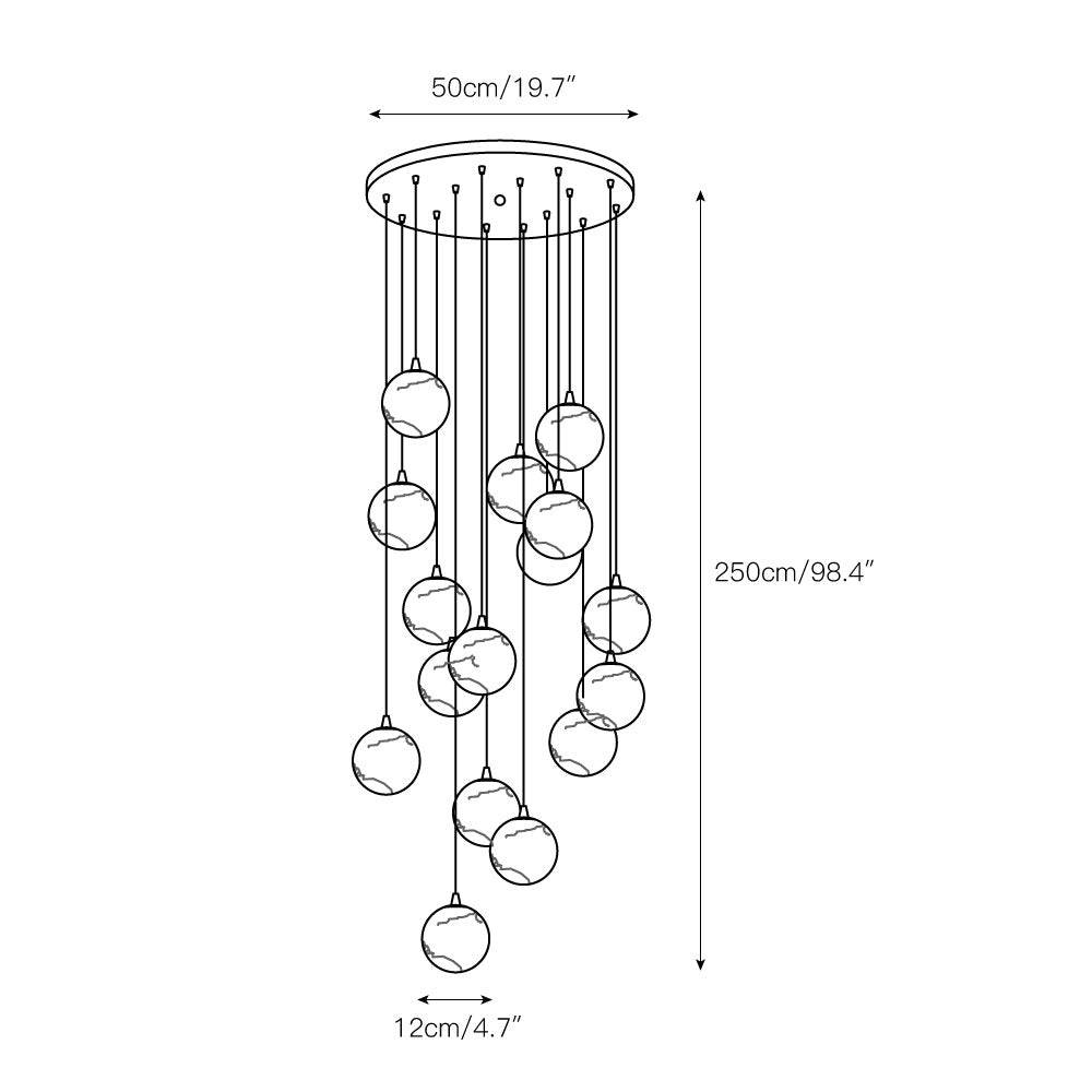 Gloruvye Balls Modern Cluster Metal Chandelier