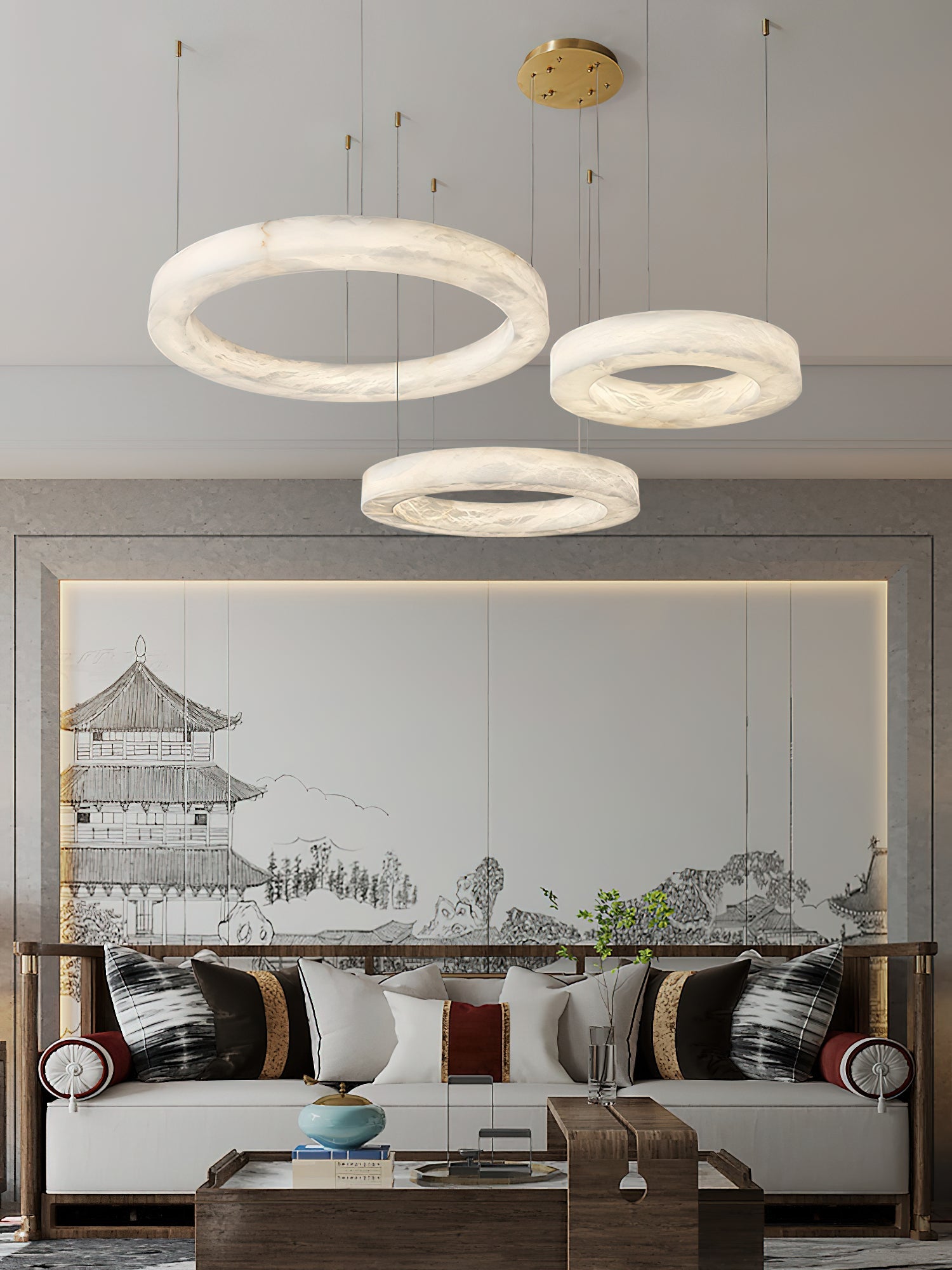Plotuvyn Postmodern Luxury Ring Alabaster Chandelier