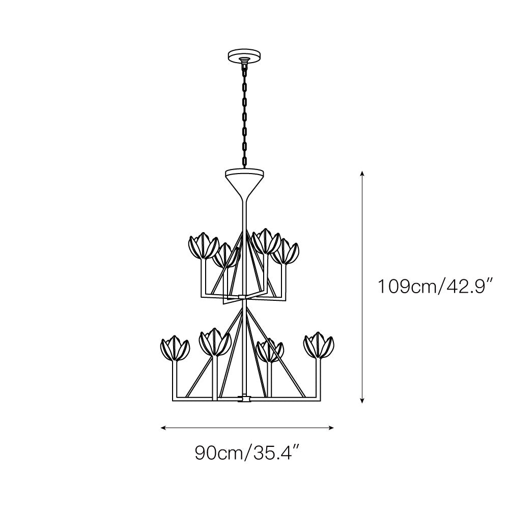 Alberto Modern Minimalist Floral Brass Chandelier