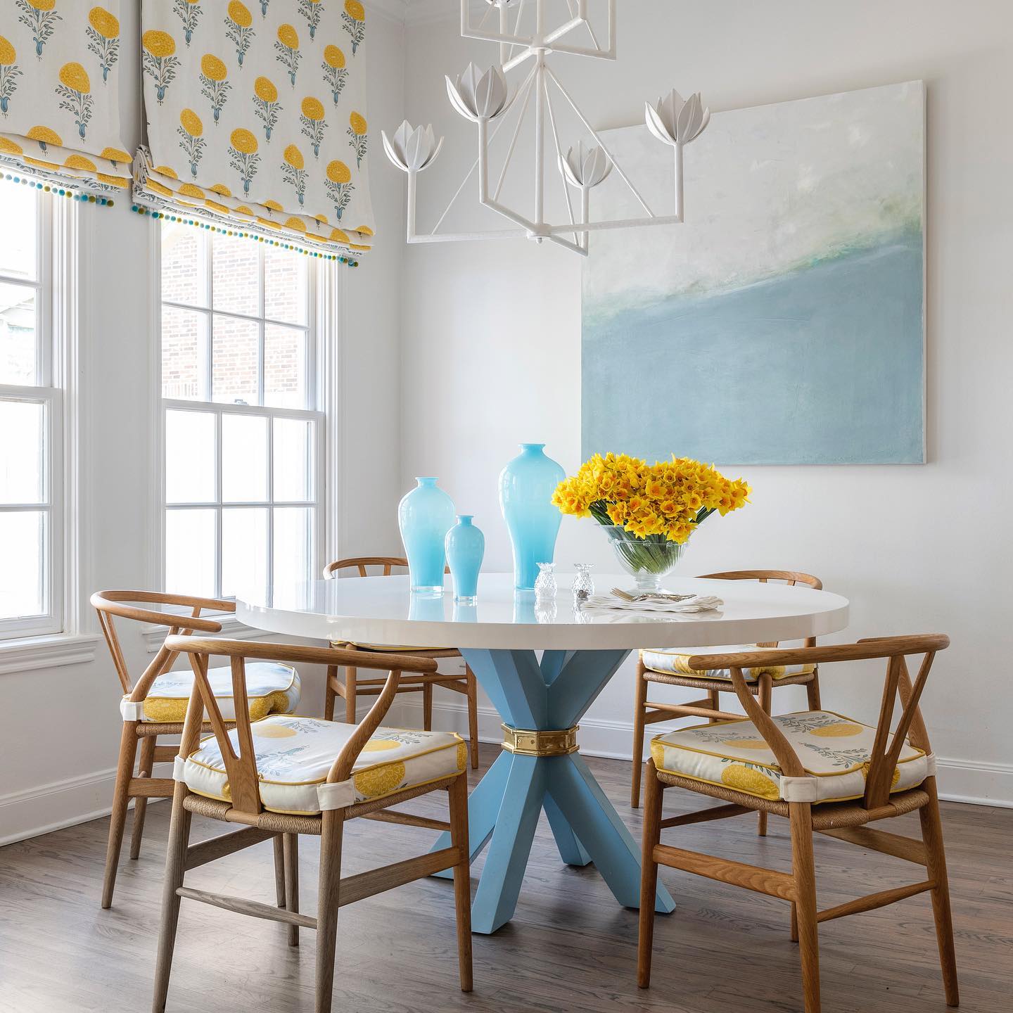 Alberto Modern Minimalist Floral Brass Chandelier