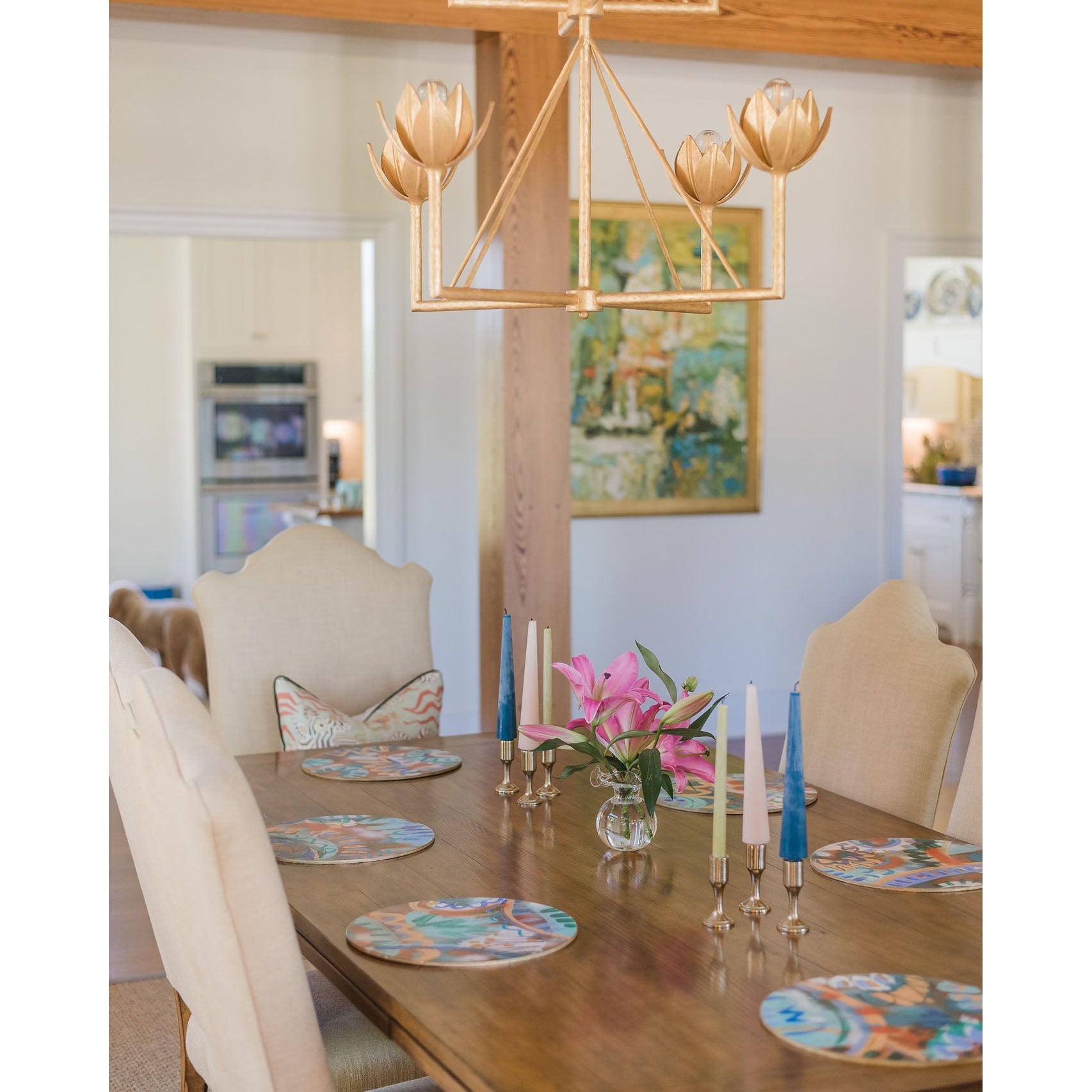 Alberto Modern Minimalist Floral Brass Chandelier