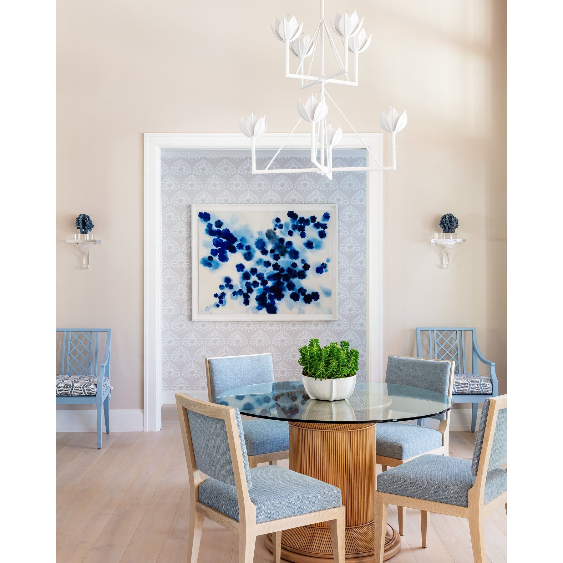Alberto Modern Minimalist Floral Brass Chandelier