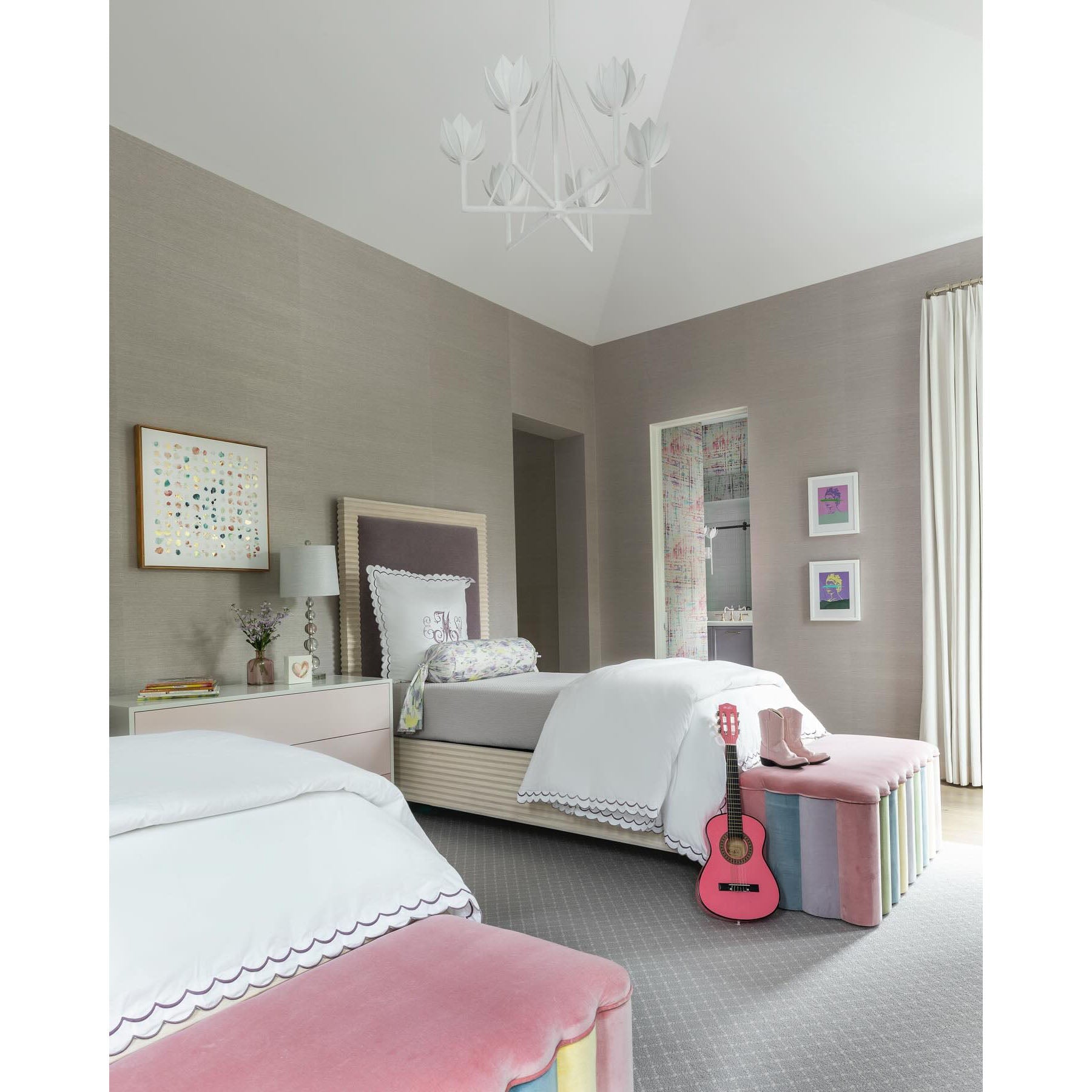 Alberto Modern Minimalist Floral Brass Chandelier