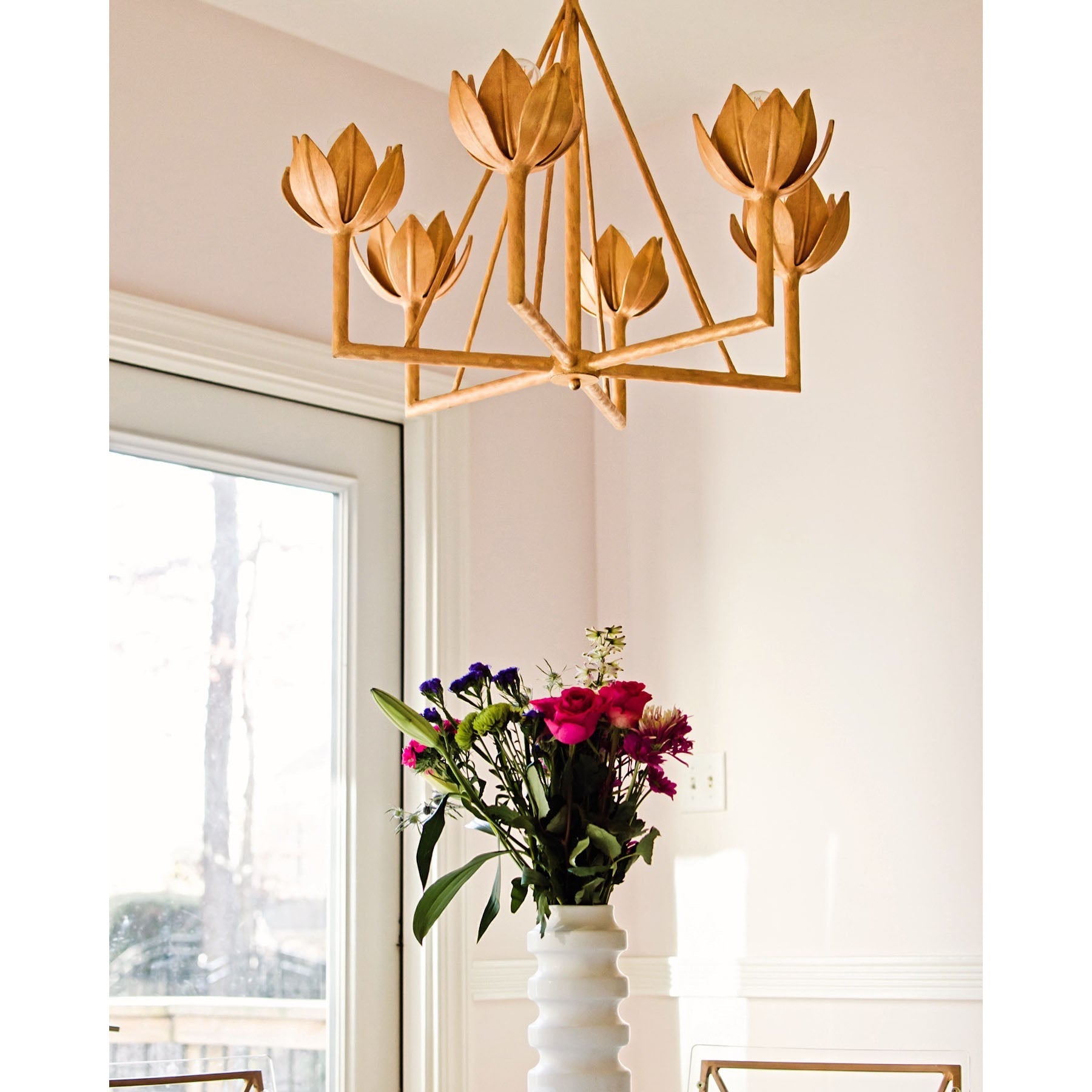 Alberto Modern Minimalist Floral Brass Chandelier