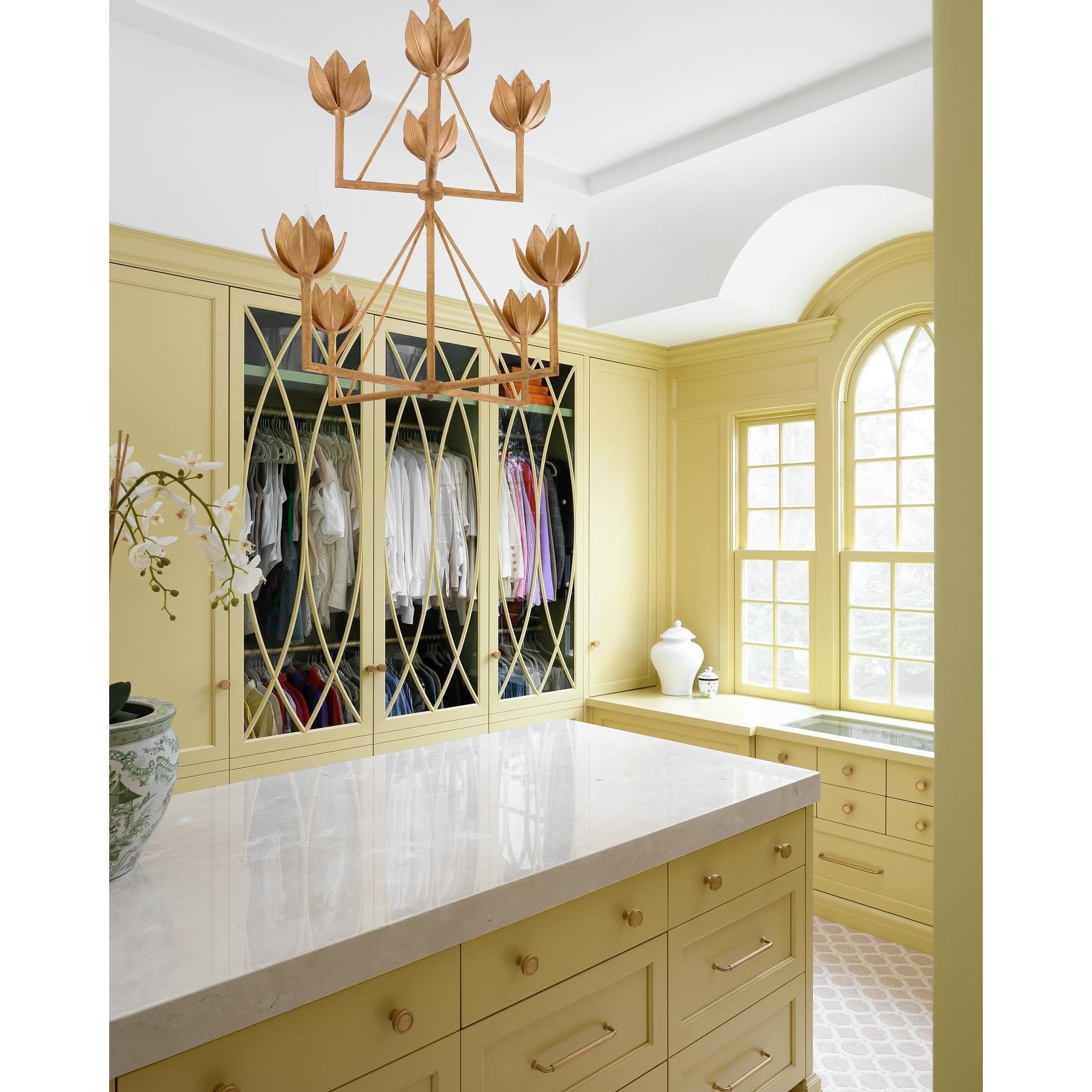 Alberto Modern Minimalist Floral Brass Chandelier