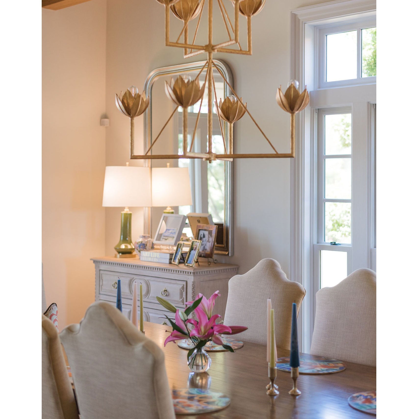 Alberto Modern Minimalist Floral Brass Chandelier