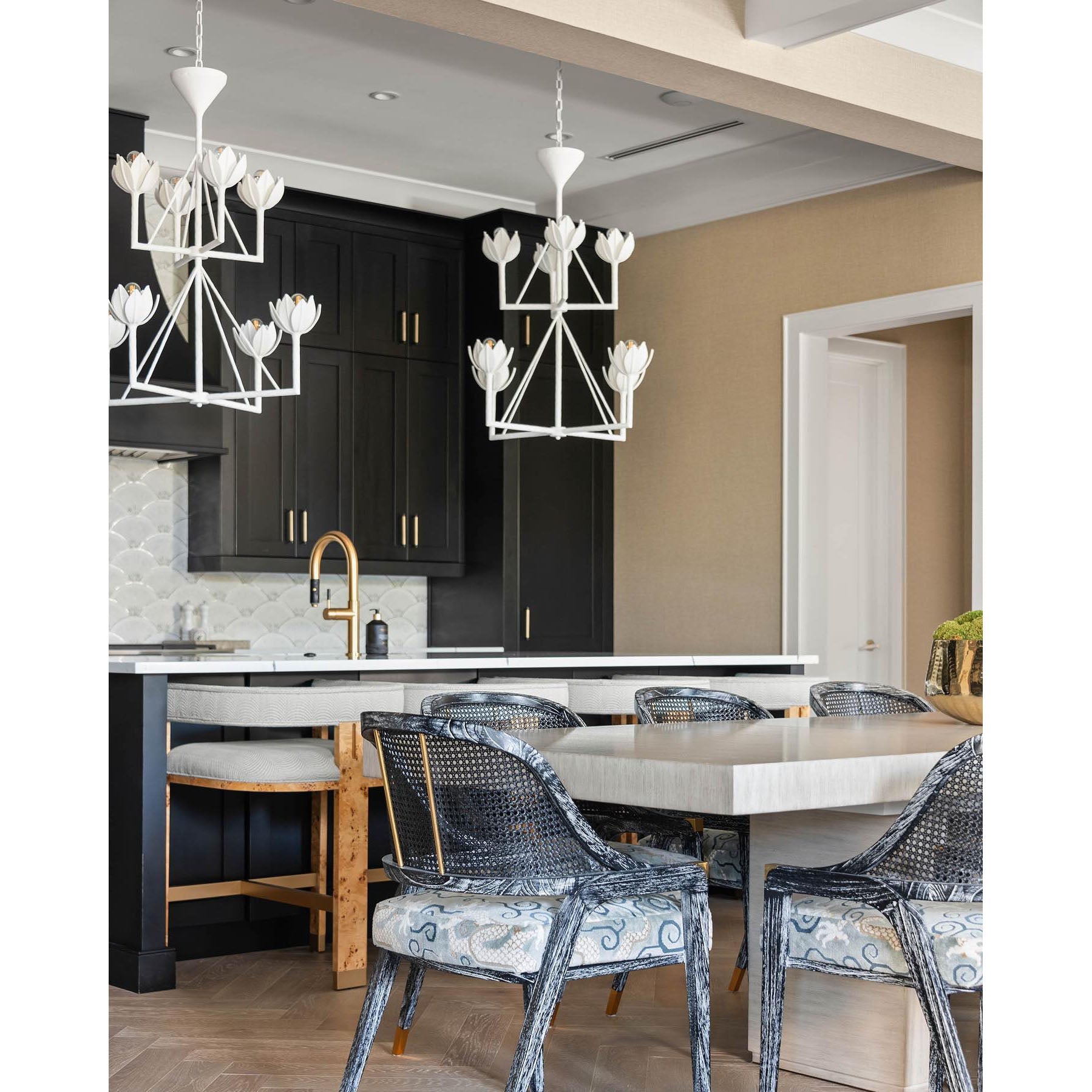 Alberto Modern Minimalist Floral Brass Chandelier