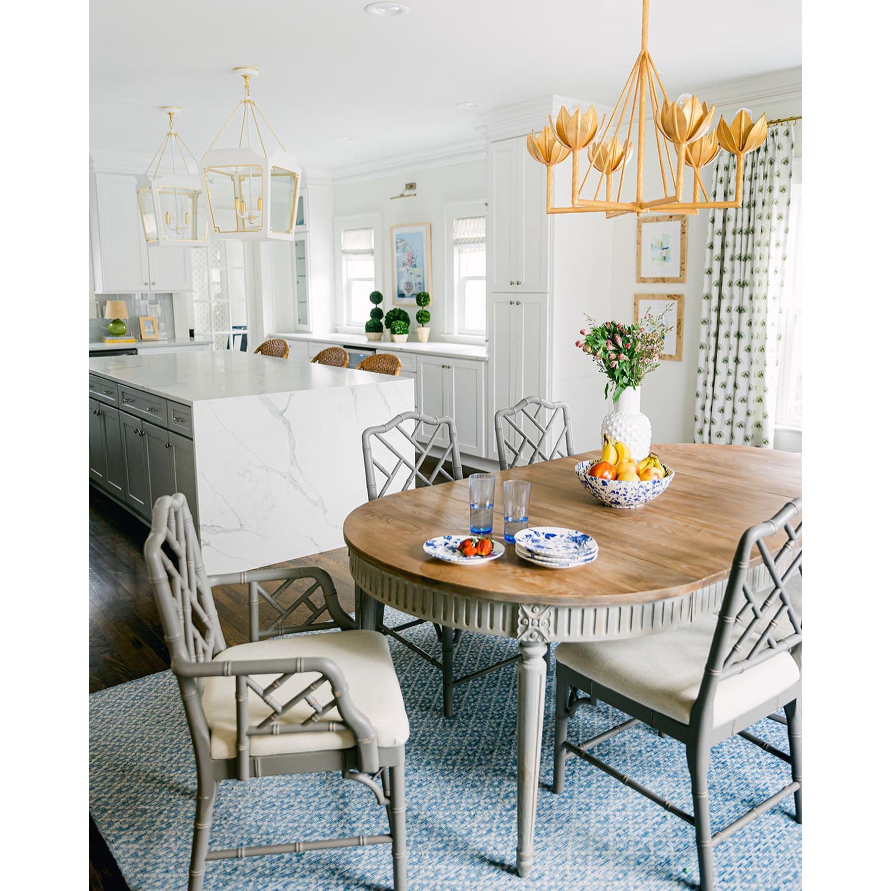 Alberto Modern Minimalist Floral Brass Chandelier