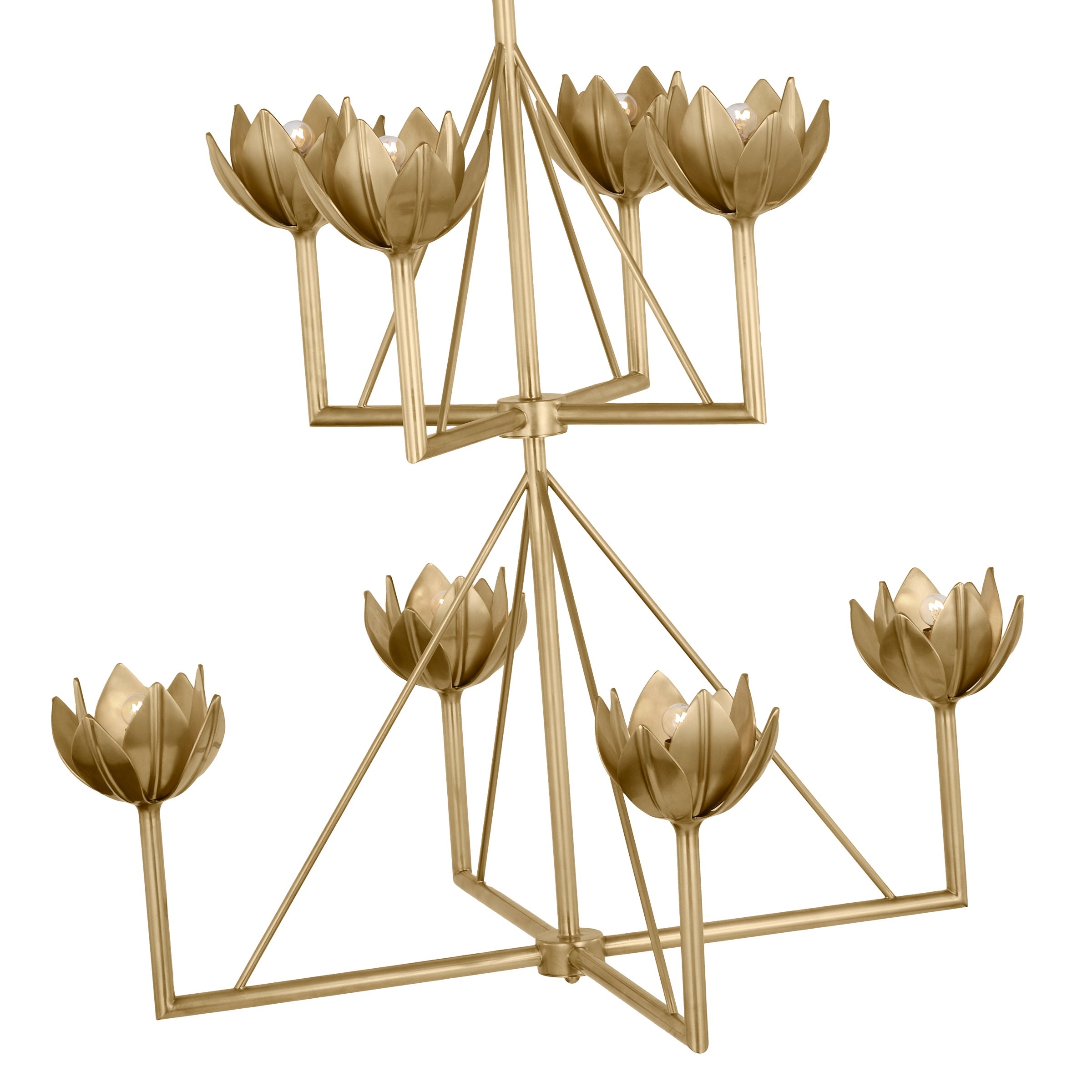 Alberto Modern Minimalist Floral Brass Chandelier