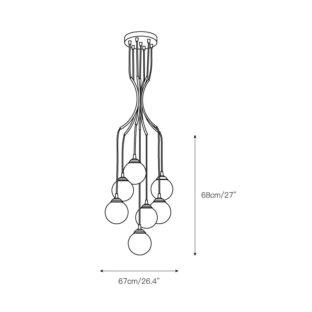 Zoruvyi Modern Minimalist Ball Drop Glass Chandelier