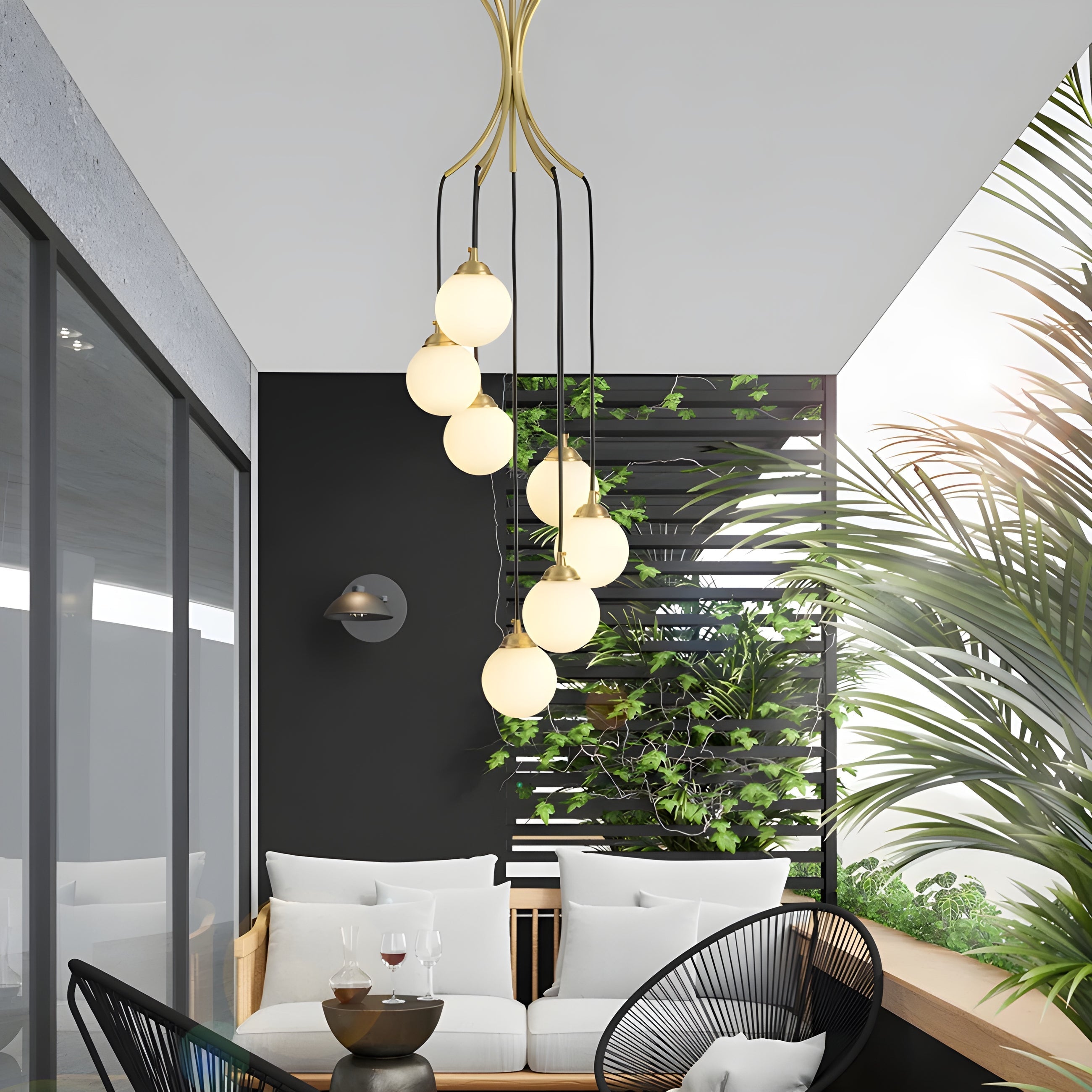 Zoruvyi Modern Minimalist Ball Drop Glass Chandelier