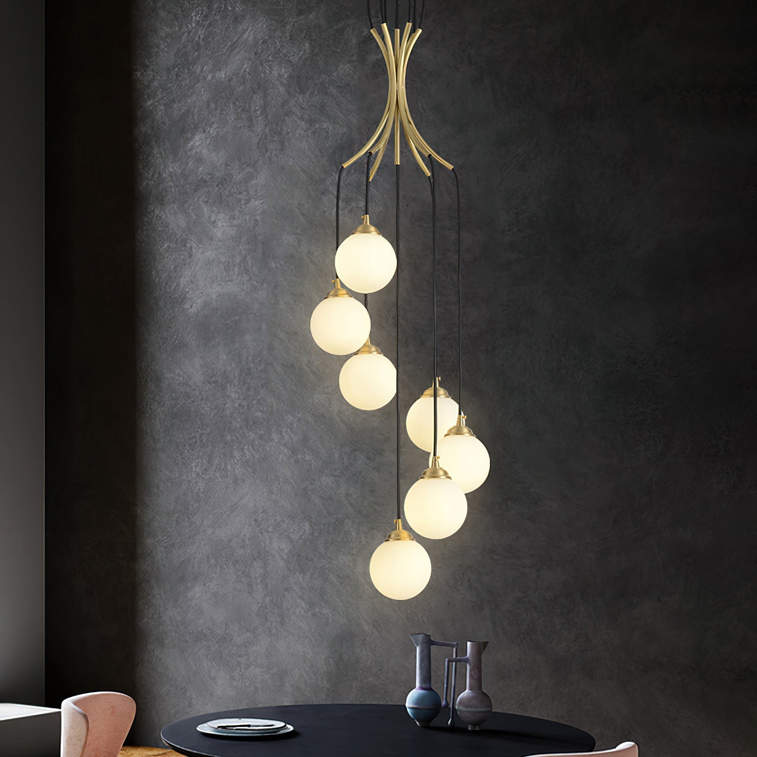 Zoruvyi Modern Minimalist Ball Drop Glass Chandelier