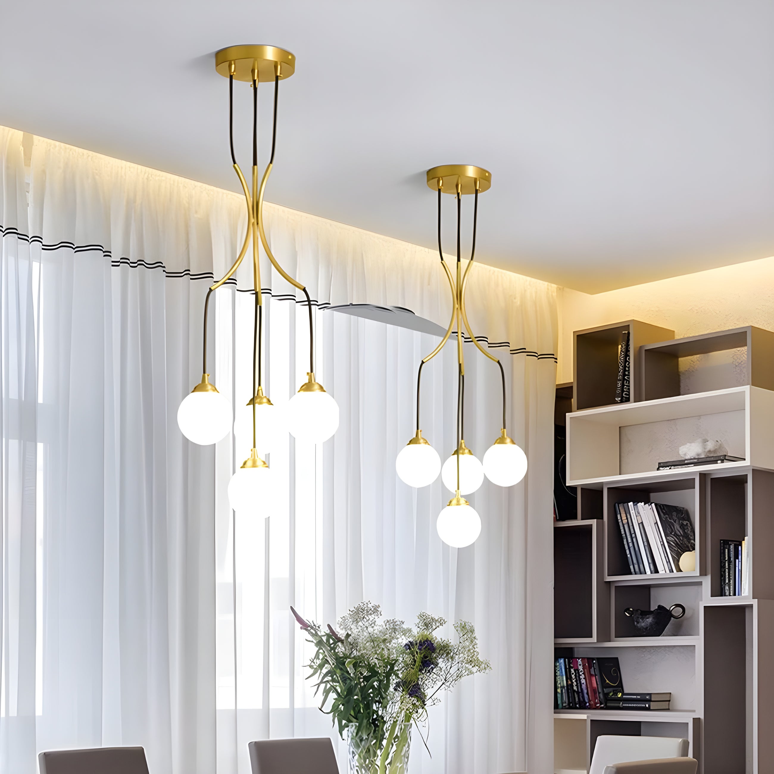 Zoruvyi Modern Minimalist Ball Drop Glass Chandelier