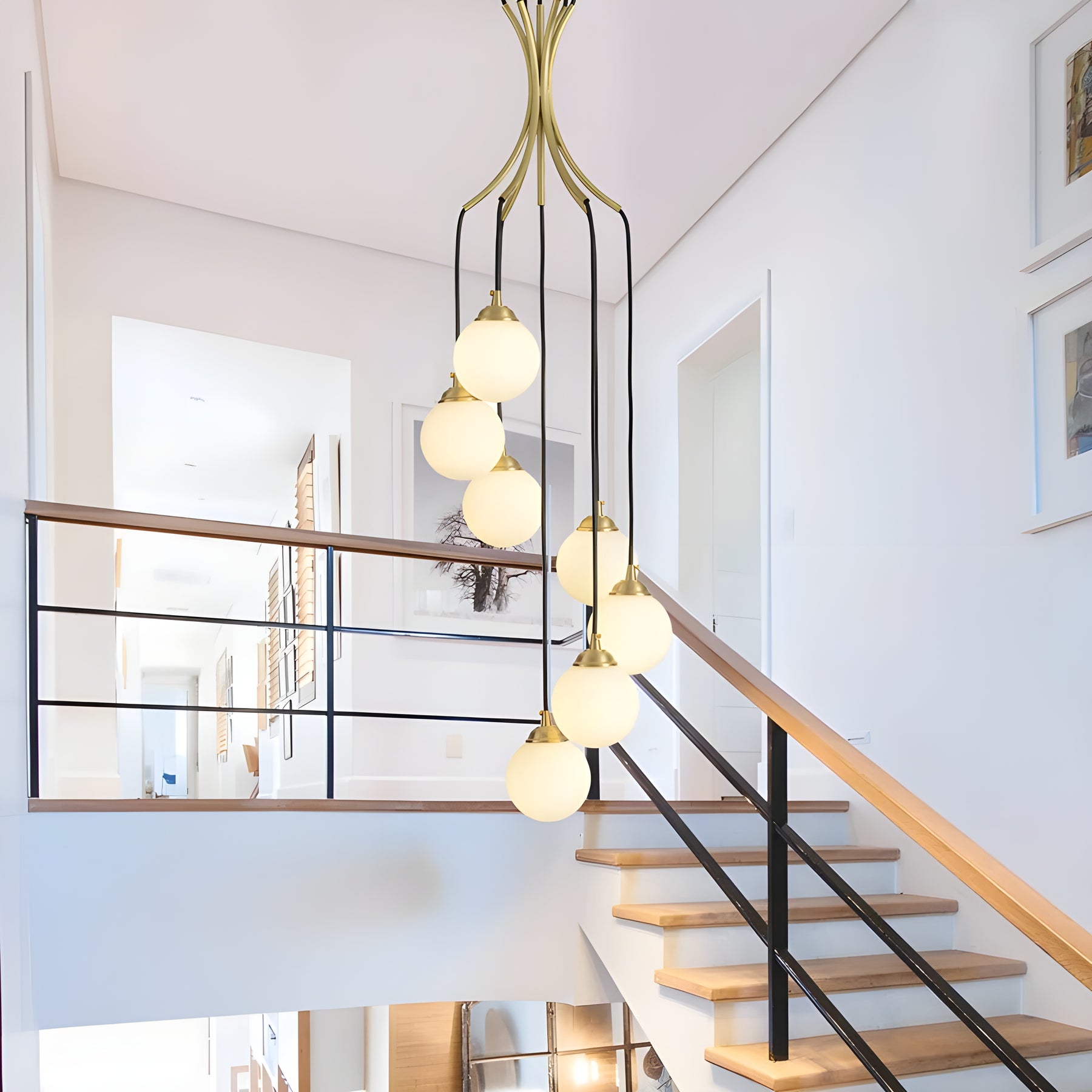 Zoruvyi Modern Minimalist Ball Drop Glass Chandelier