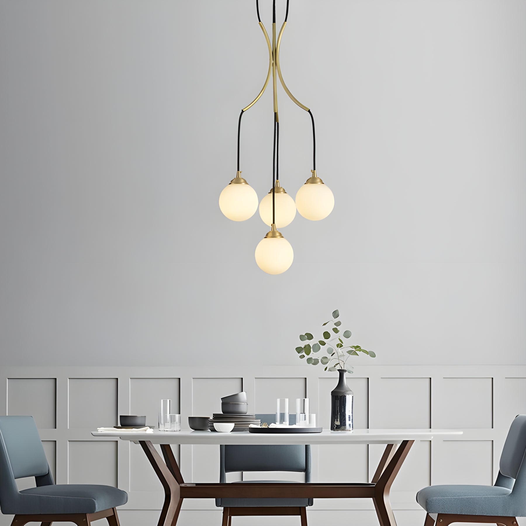 Zoruvyi Modern Minimalist Ball Drop Glass Chandelier