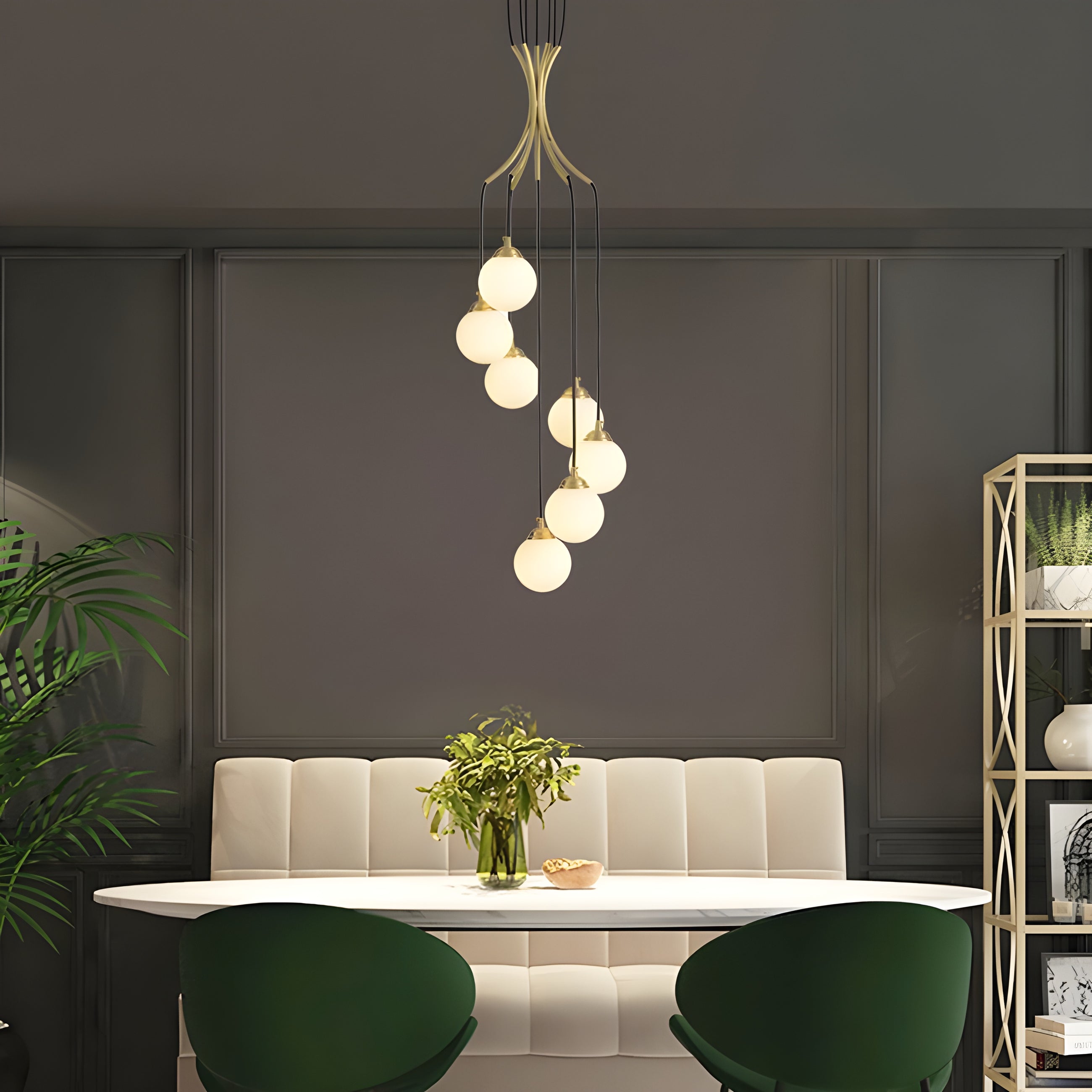 Zoruvyi Modern Minimalist Ball Drop Glass Chandelier