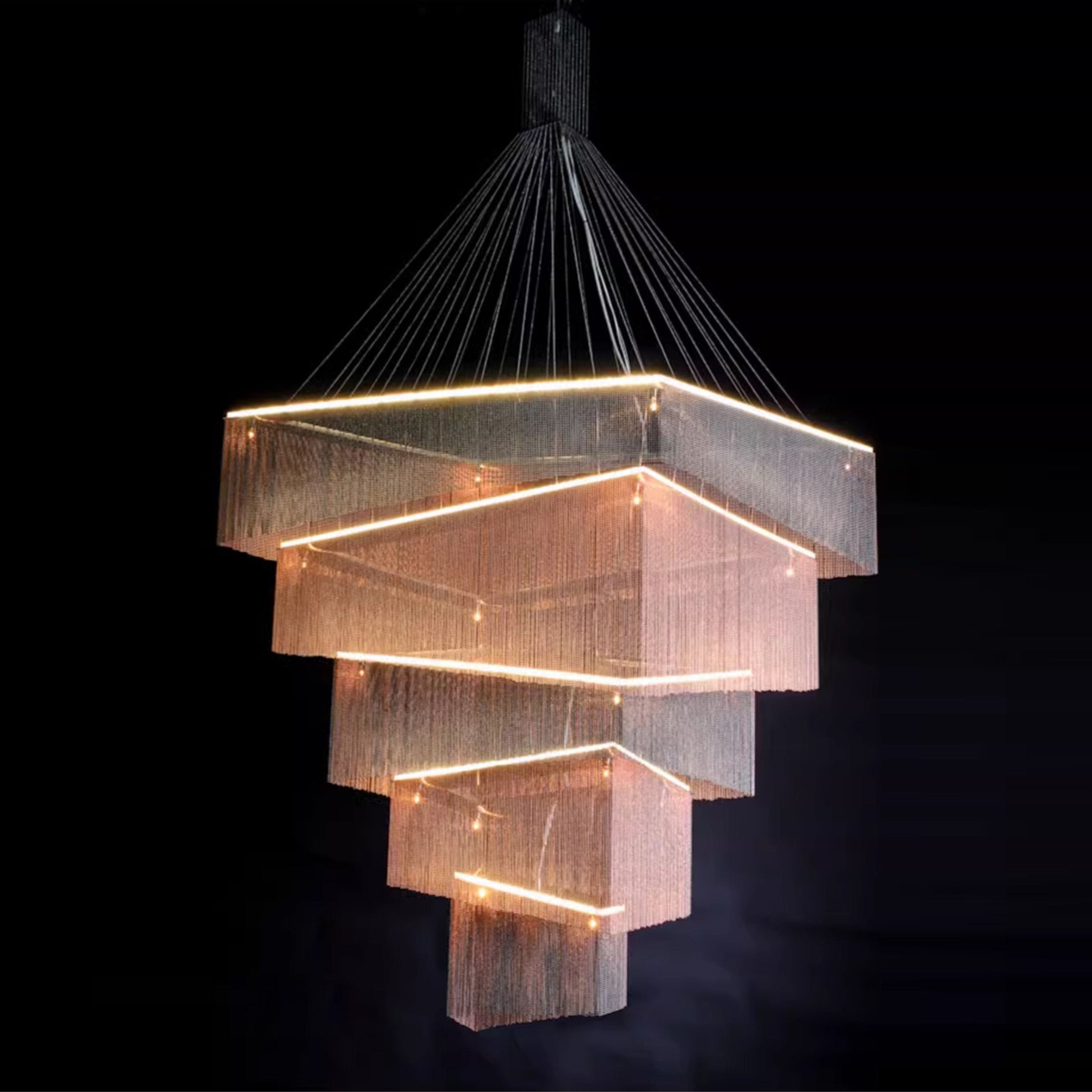 Caeluvyn Postmodern Chain Tassel Metal Chandelier