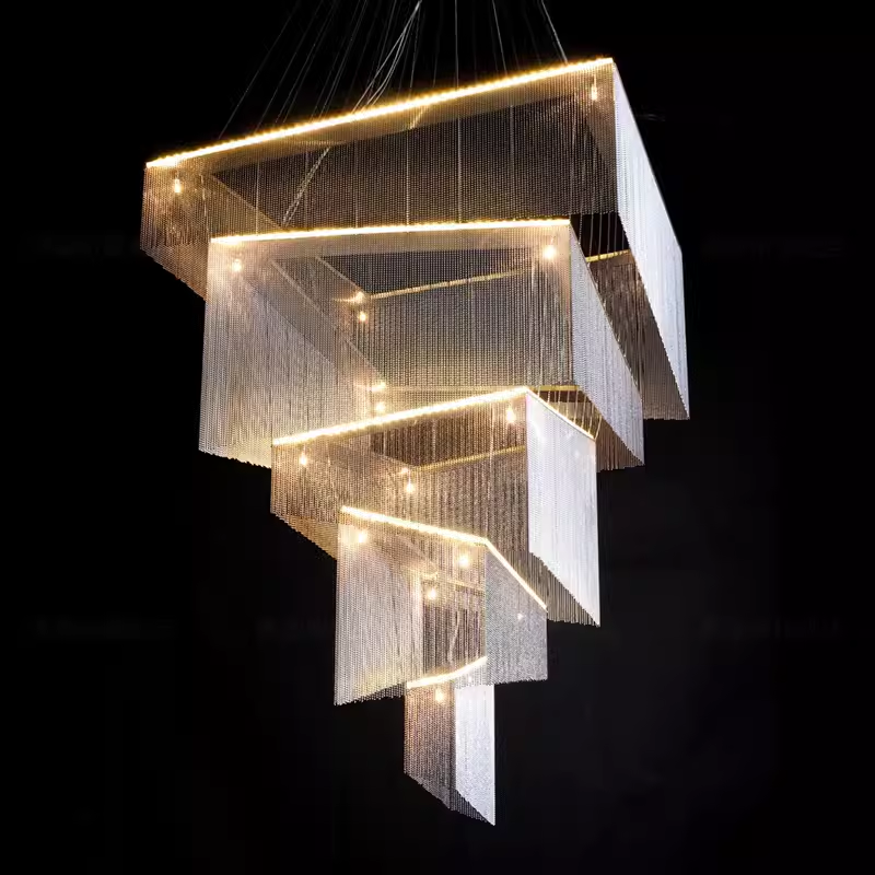 Caeluvyn Postmodern Chain Tassel Metal Chandelier