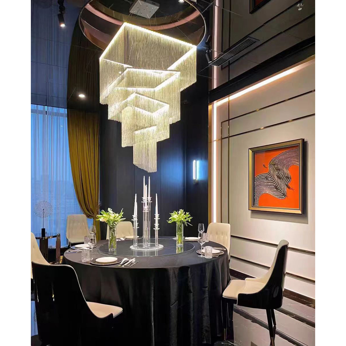 Caeluvyn Postmodern Chain Tassel Metal Chandelier