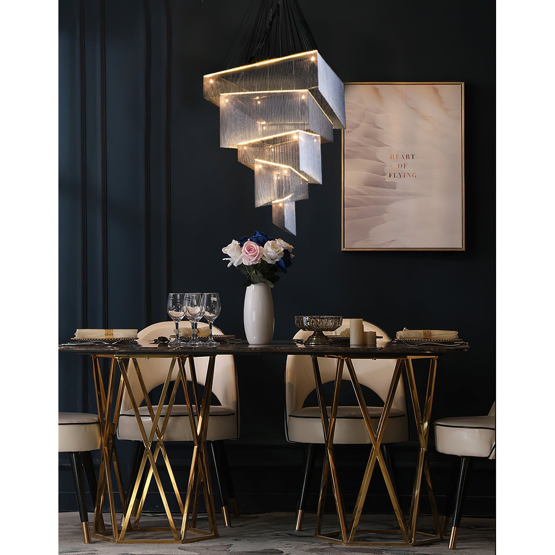 Caeluvyn Postmodern Chain Tassel Metal Chandelier