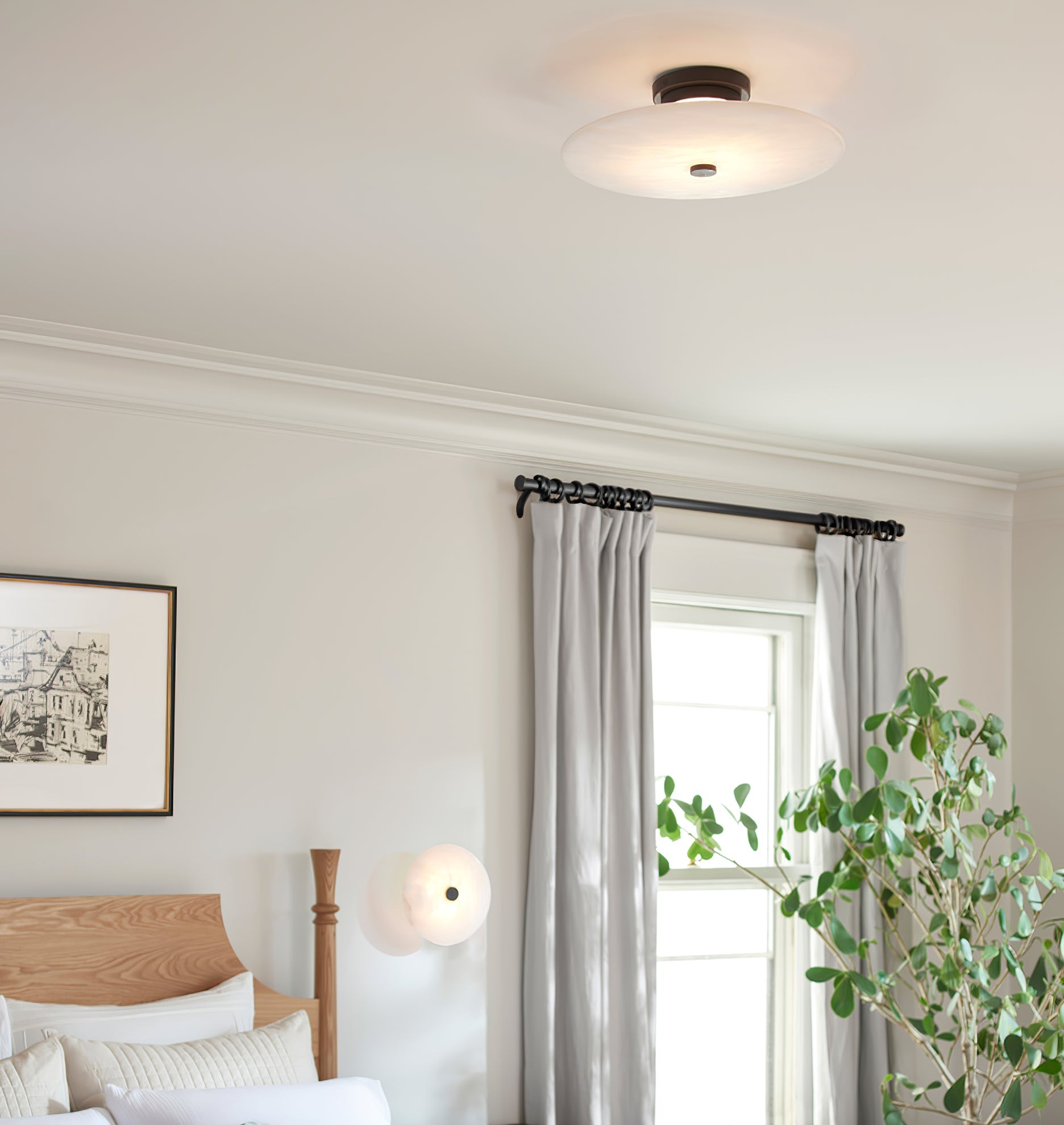 Jarnbruvyn Modern Brass Alabaster Metal Ceiling Lamp