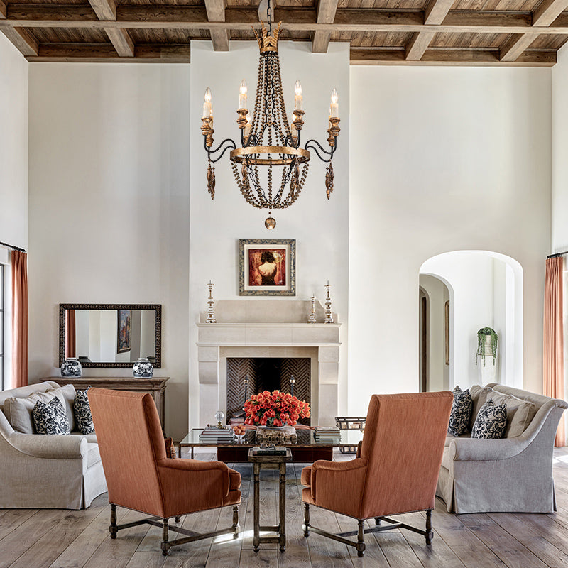 Wynn Antique Beaded Empire Wood Chandelier