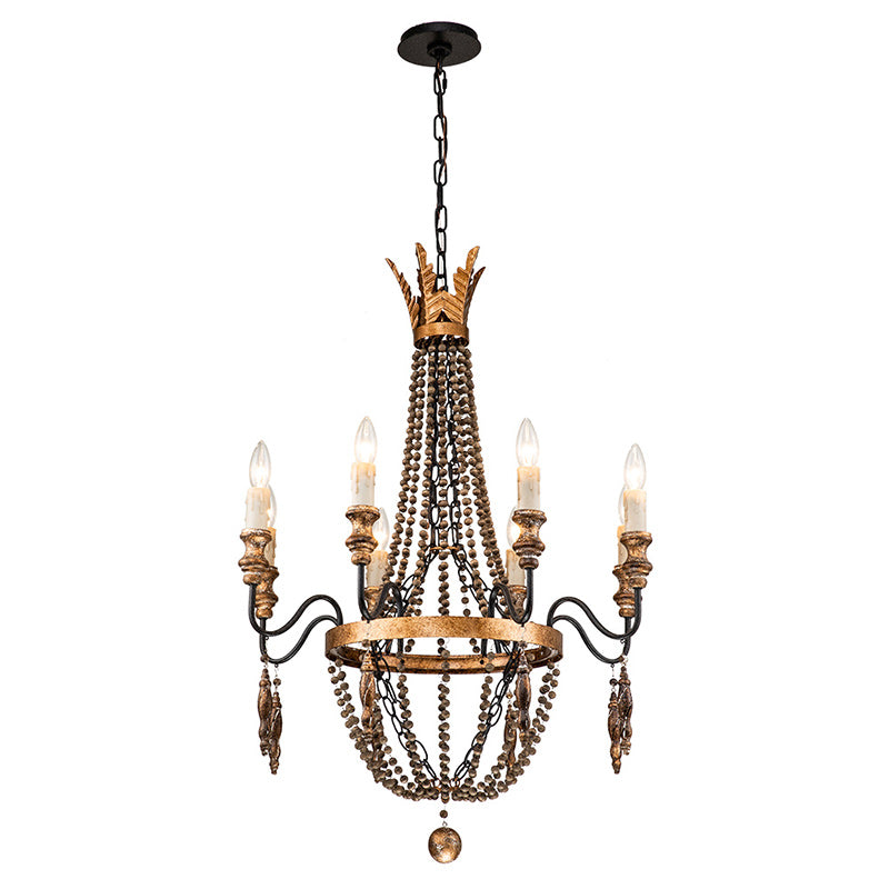 Wynn Antique Beaded Empire Wood Chandelier