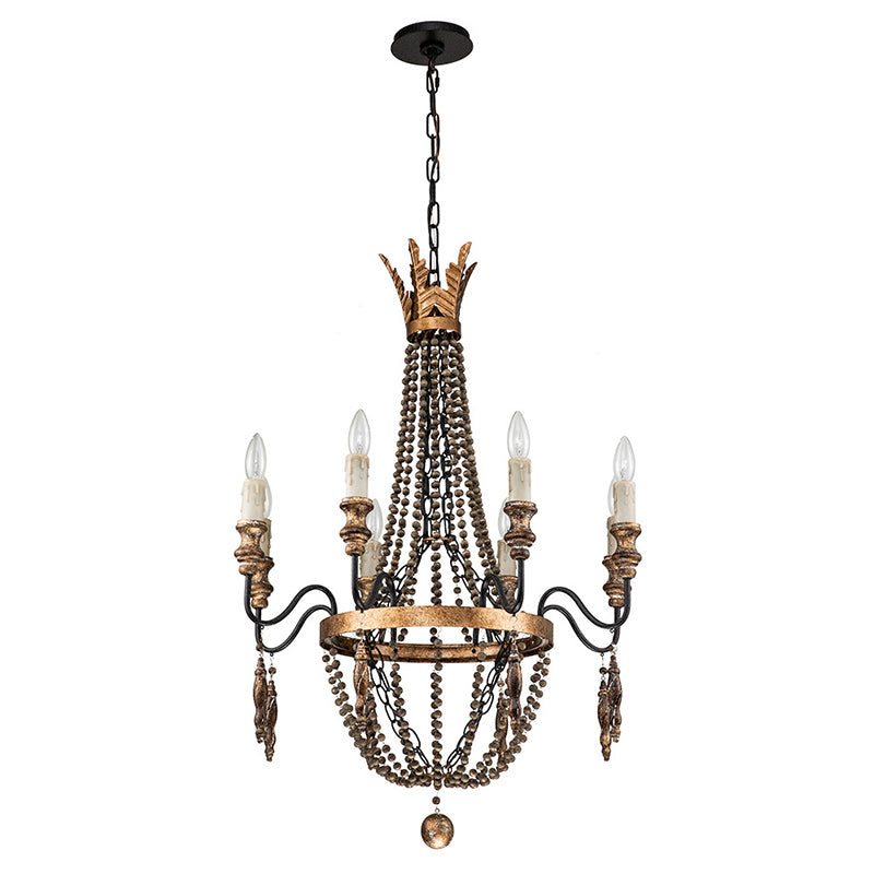 Wynn Antique Beaded Empire Wood Chandelier