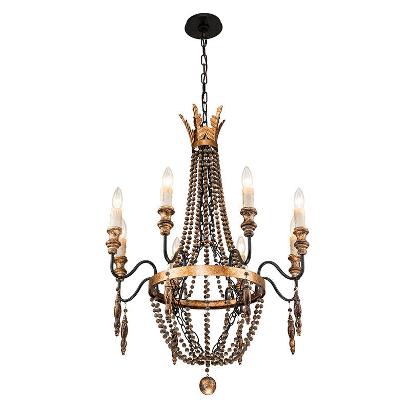 Wynn Antique Beaded Empire Wood Chandelier