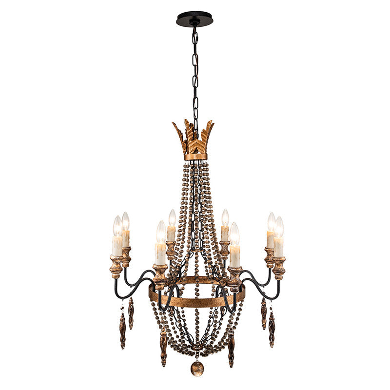 Wynn Antique Beaded Empire Wood Chandelier