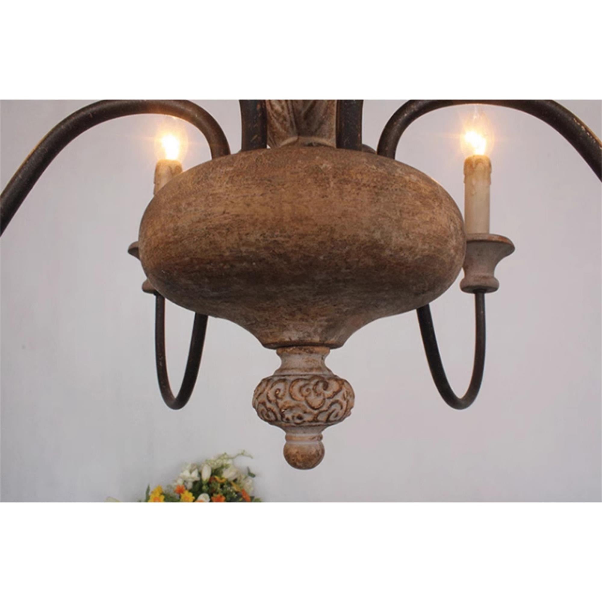 Ljomuvyi Traditional Farmhouse Metal Wood Chandelier