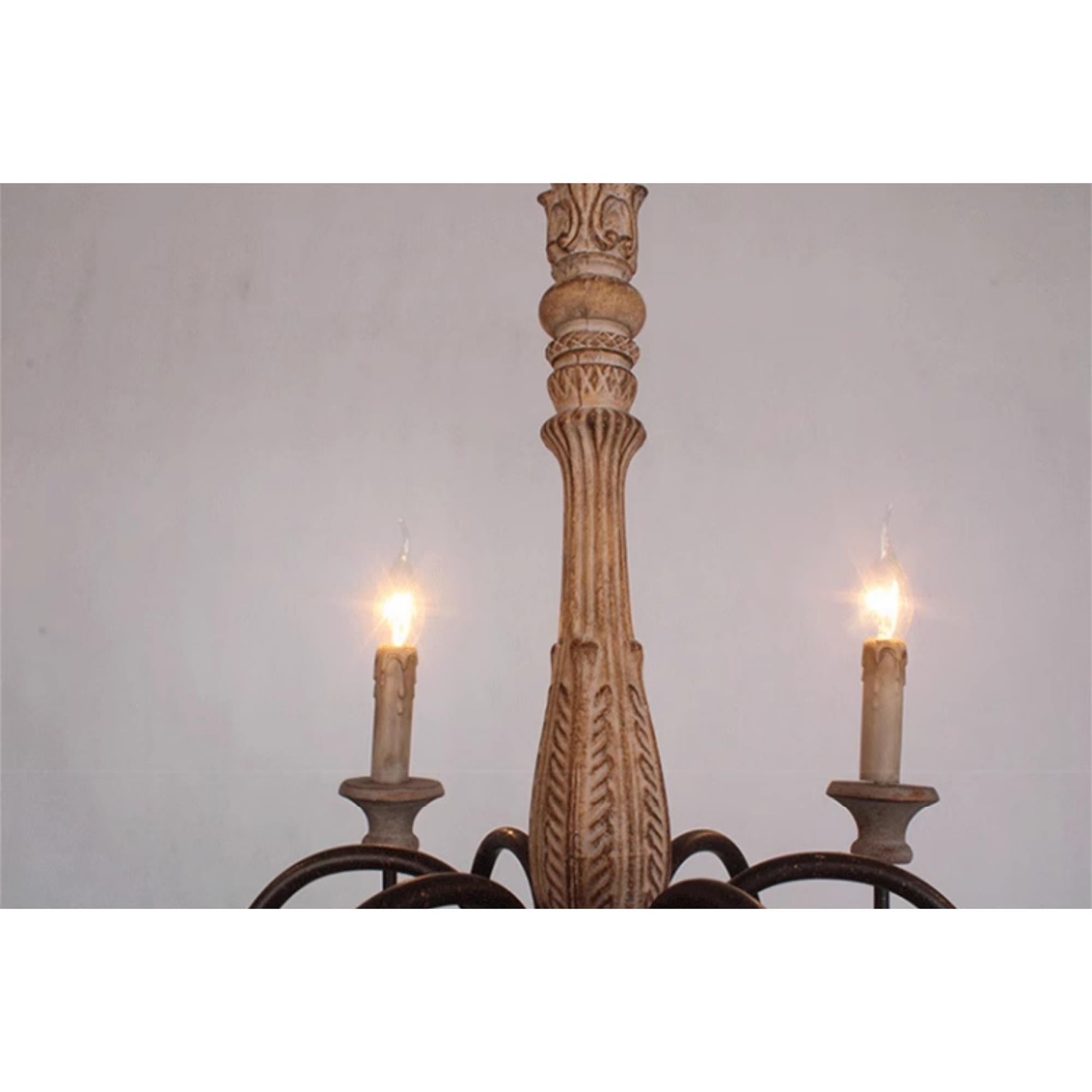 Ljomuvyi Traditional Farmhouse Metal Wood Chandelier